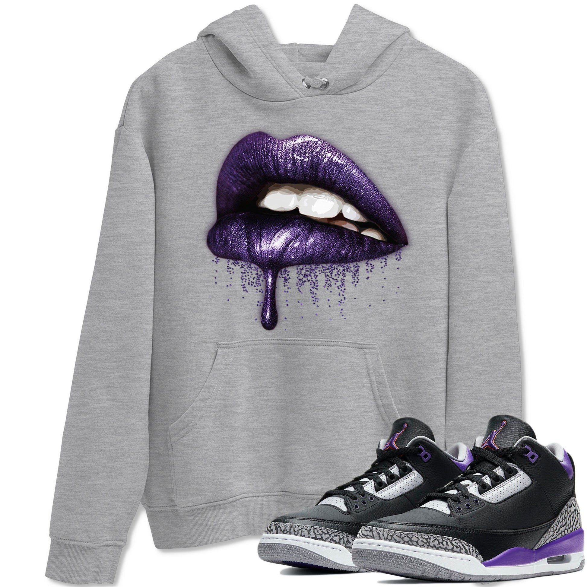 Jordan 3 Court Purple Sneaker Match Tees Dripping Lips Sneaker Tees Jordan 3 Court Purple Sneaker Release Tees Unisex Shirts