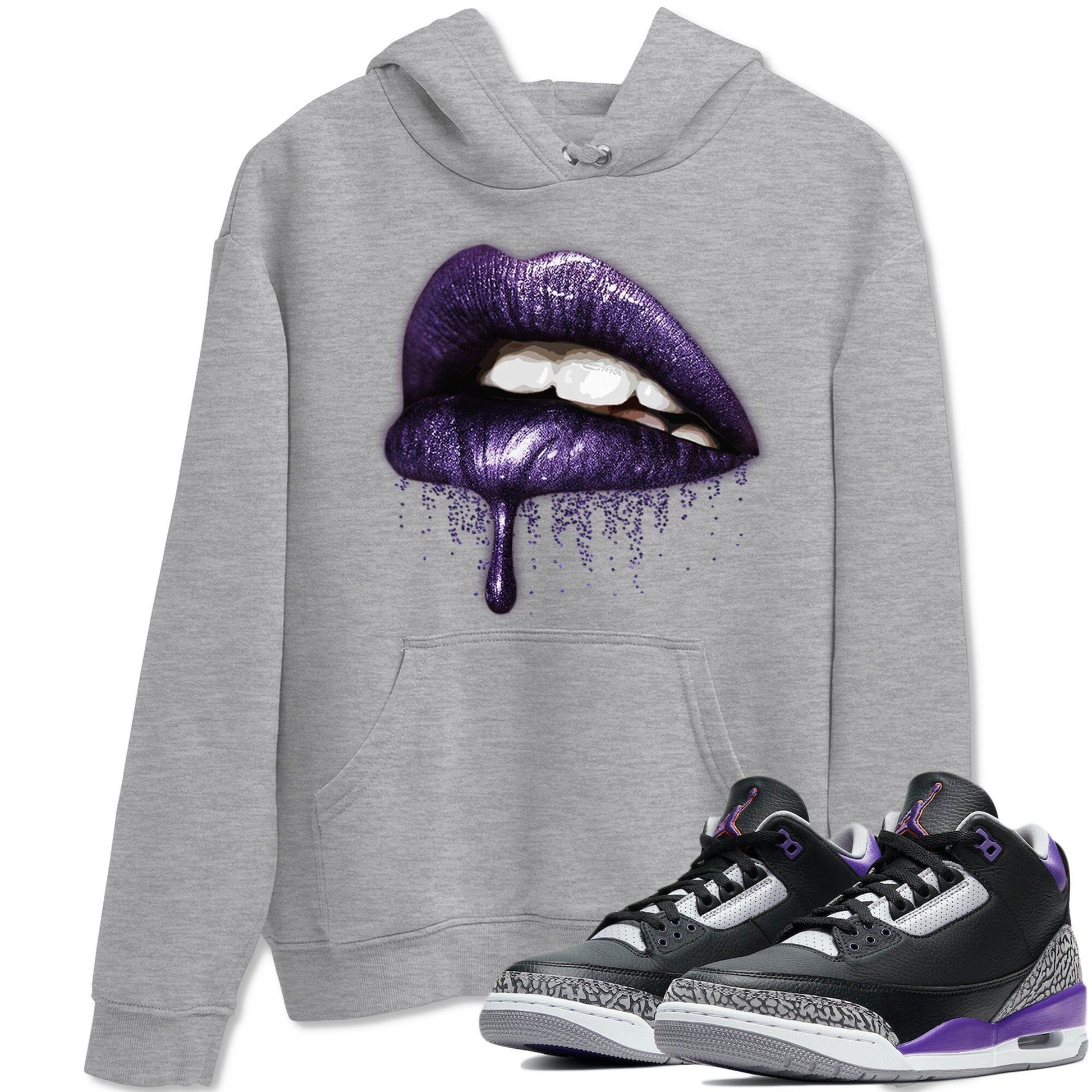 Jordan 3 Court Purple Sneaker Match Tees Dripping Lips Sneaker Tees Jordan 3 Court Purple Sneaker Release Tees Unisex Shirts