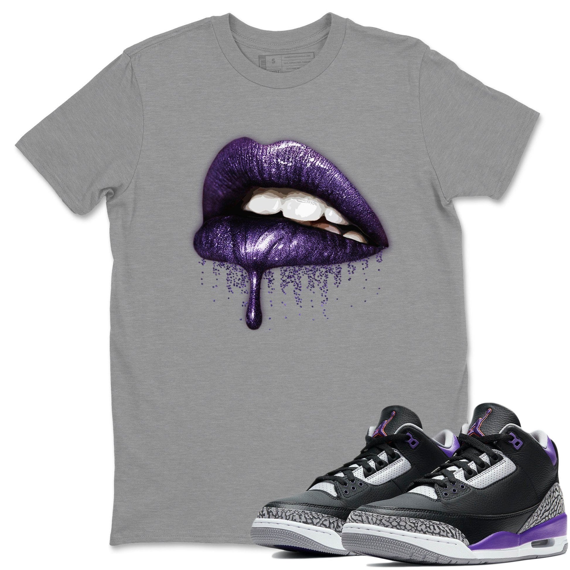 Jordan 3 Court Purple Sneaker Match Tees Dripping Lips Sneaker Tees Jordan 3 Court Purple Sneaker Release Tees Unisex Shirts