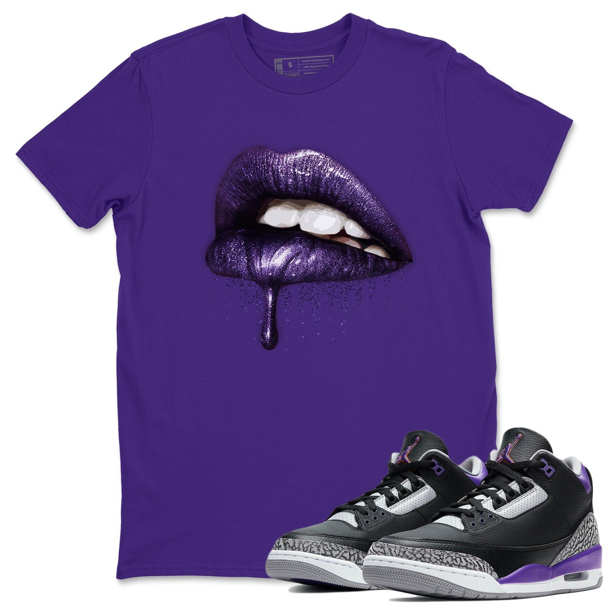 Jordan 3 Court Purple Sneaker Match Tees Dripping Lips Sneaker Tees Jordan 3 Court Purple Sneaker Release Tees Unisex Shirts
