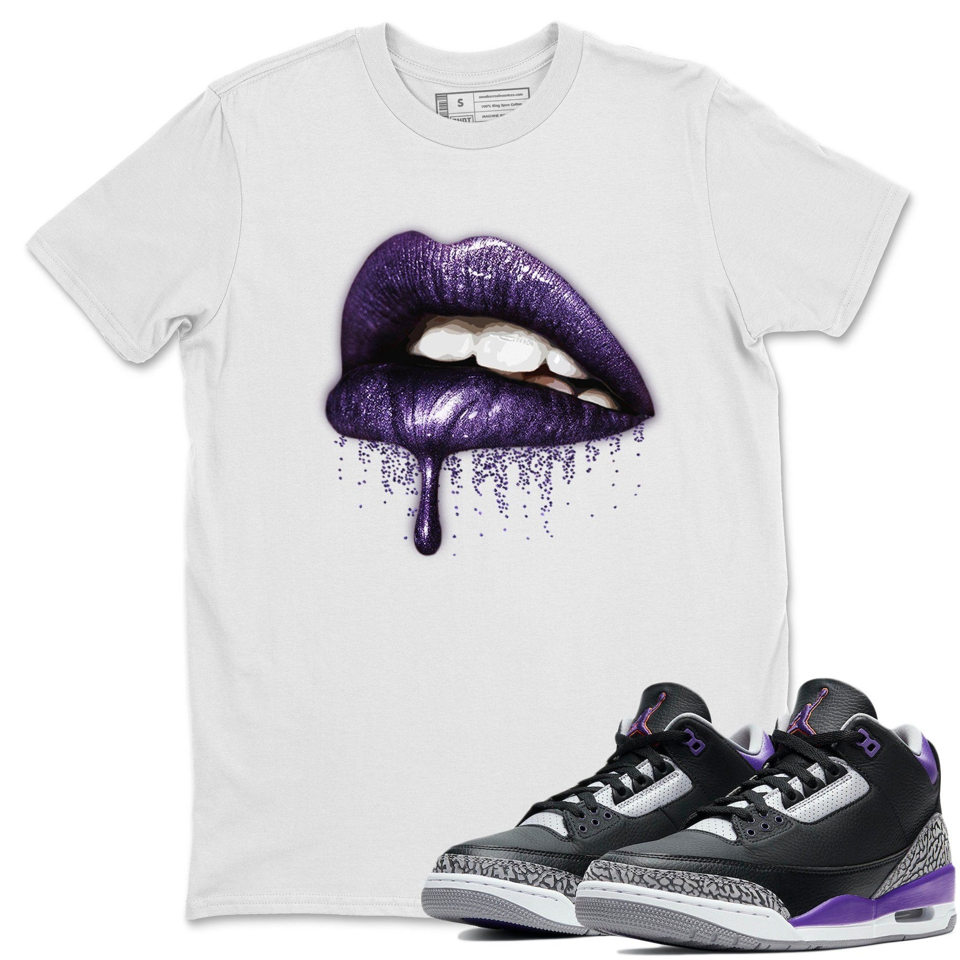 Jordan 3 Court Purple Sneaker Match Tees Dripping Lips Sneaker Tees Jordan 3 Court Purple Sneaker Release Tees Unisex Shirts