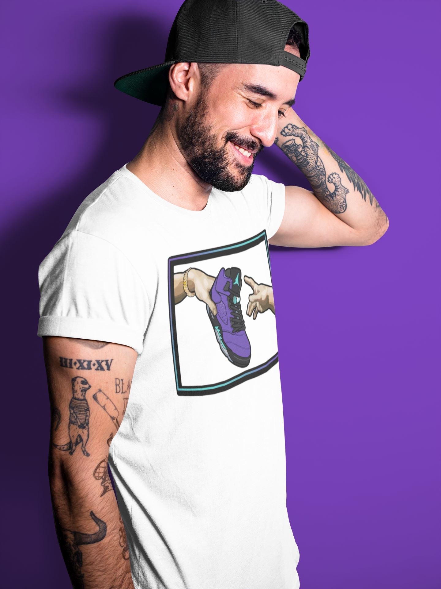 Jordan 5 Purple Grape Sneaker Match Tees Adam's Creation Sneaker Tees Jordan 5 Purple Grape Sneaker Release Tees Unisex Shirts