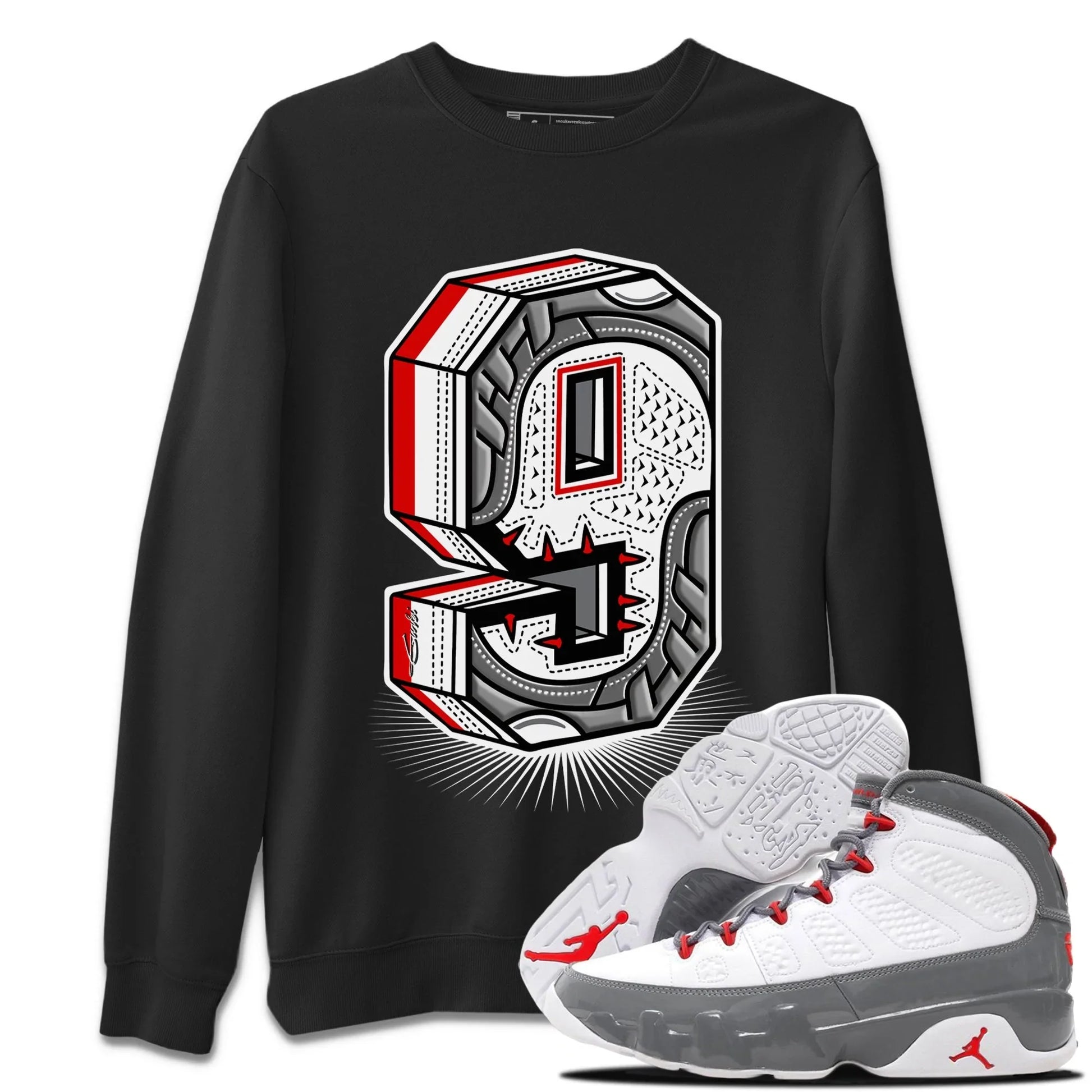 Jordan 9 Fire Red Sneaker Match Tees Nine Statue Sneaker Tees Jordan 9 Fire Red Sneaker Release Tees Unisex Shirts