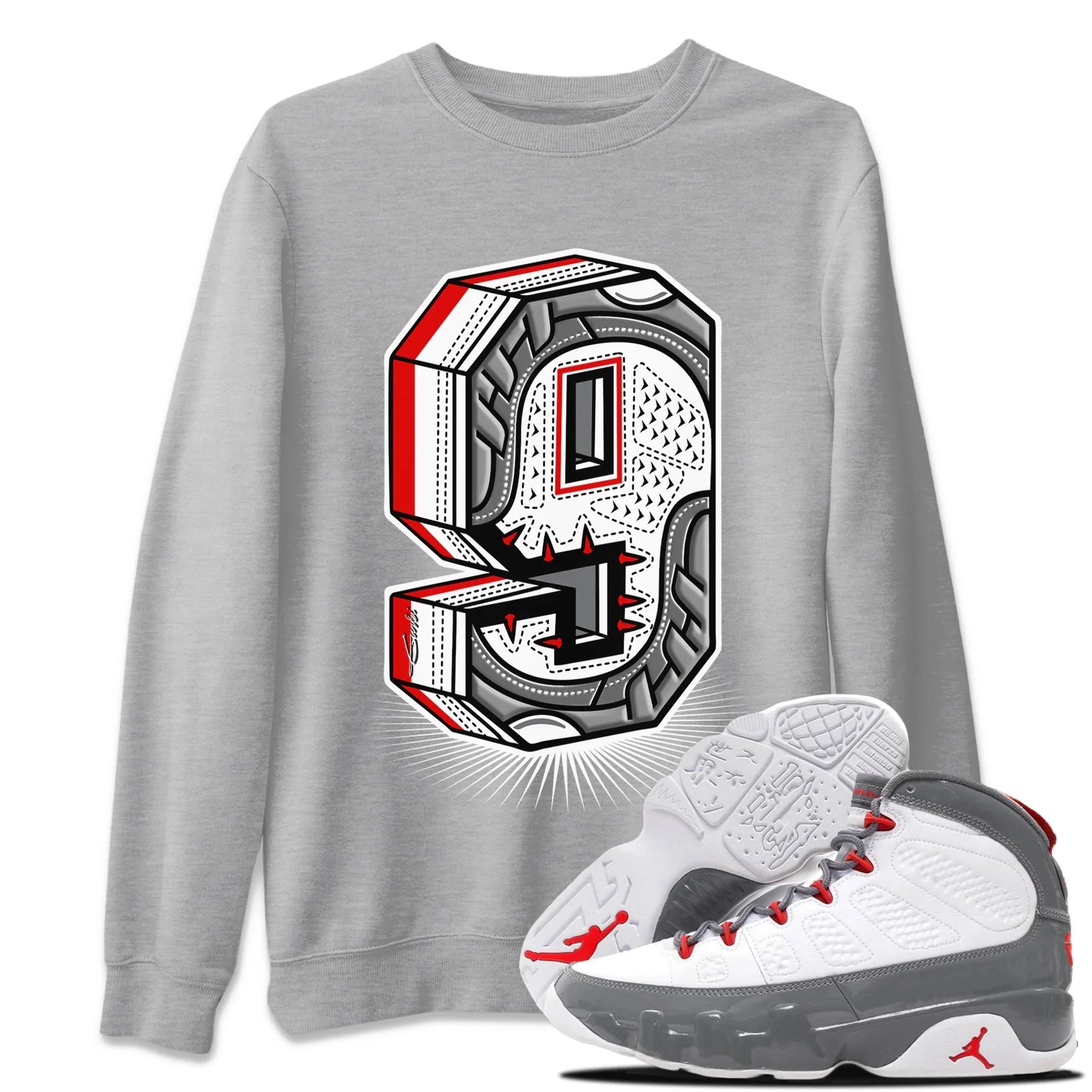 Jordan 9 Fire Red Sneaker Match Tees Nine Statue Sneaker Tees Jordan 9 Fire Red Sneaker Release Tees Unisex Shirts