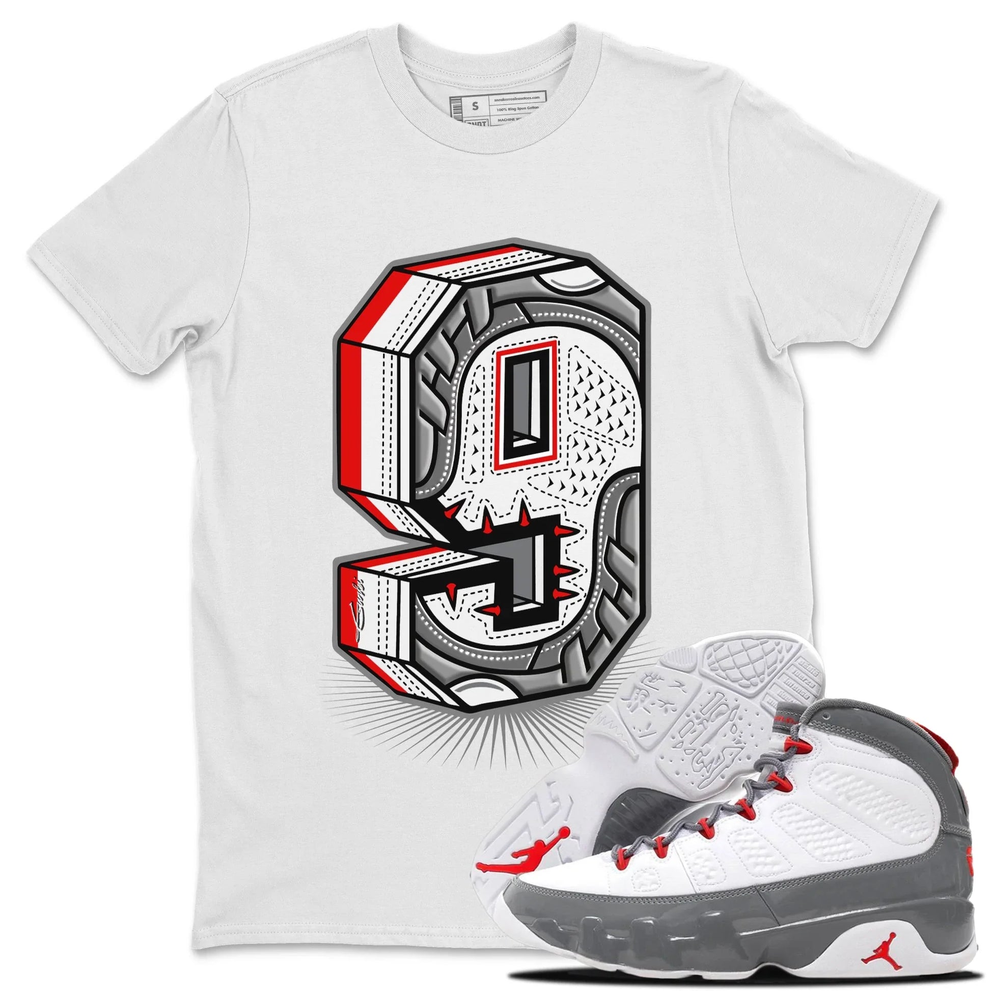 Jordan 9 Fire Red Sneaker Match Tees Nine Statue Sneaker Tees Jordan 9 Fire Red Sneaker Release Tees Unisex Shirts