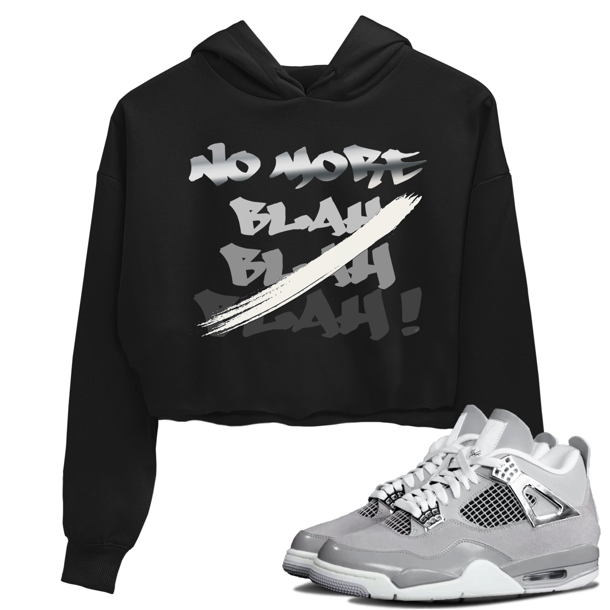 AJ4 Frozen Moments shirt to match jordans No More Blah sneaker tees Crew Neck AJ4 Frozen Moments SNRT Sneaker Release Tees Black 1 Crop T-Shirt