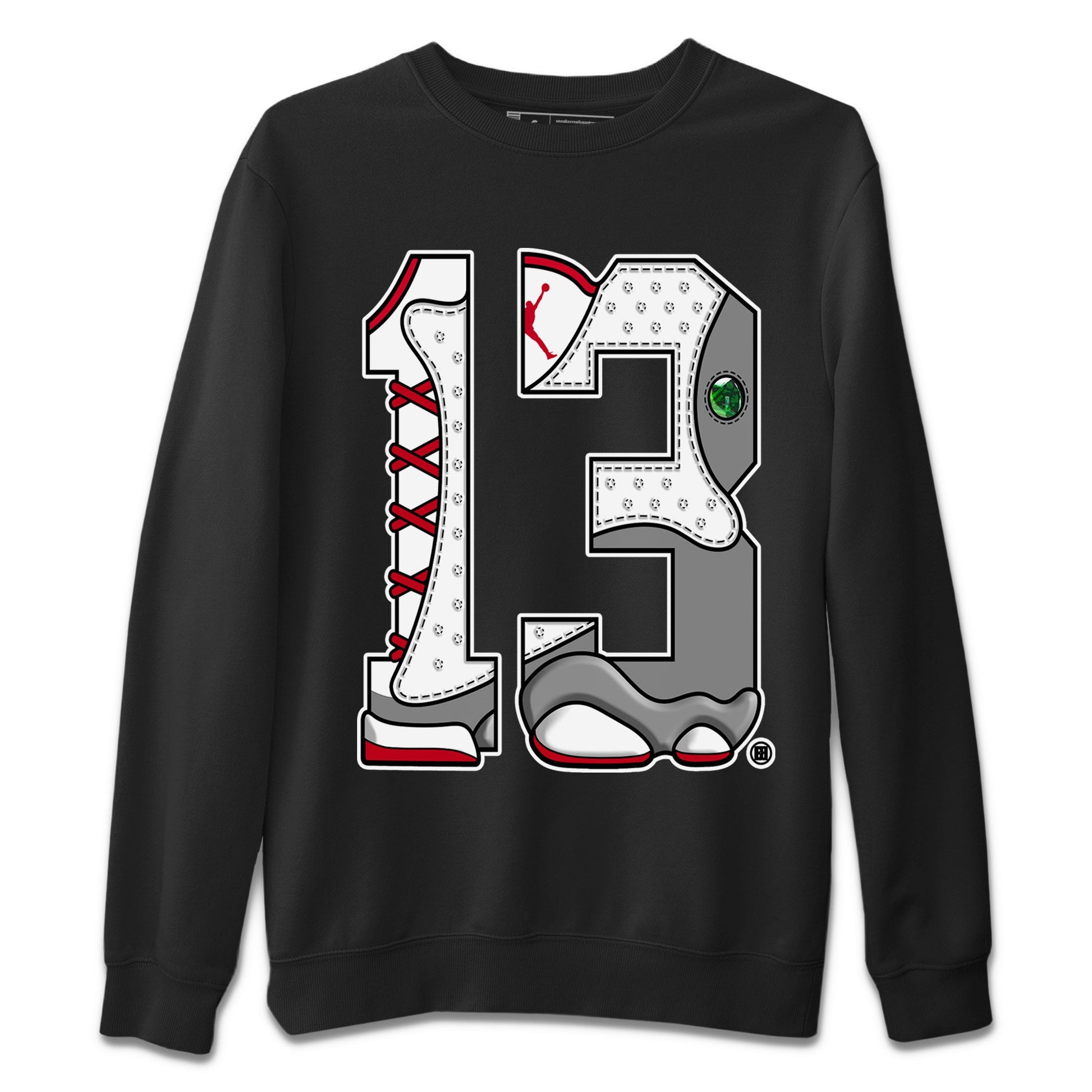 Air Jordan 13 Wolf Grey Sneaker Match Tees Number 13 Sneaker Tees Air Jordan 13 Retro Wolf Grey T-Shirt Unisex Shirts Black 2
