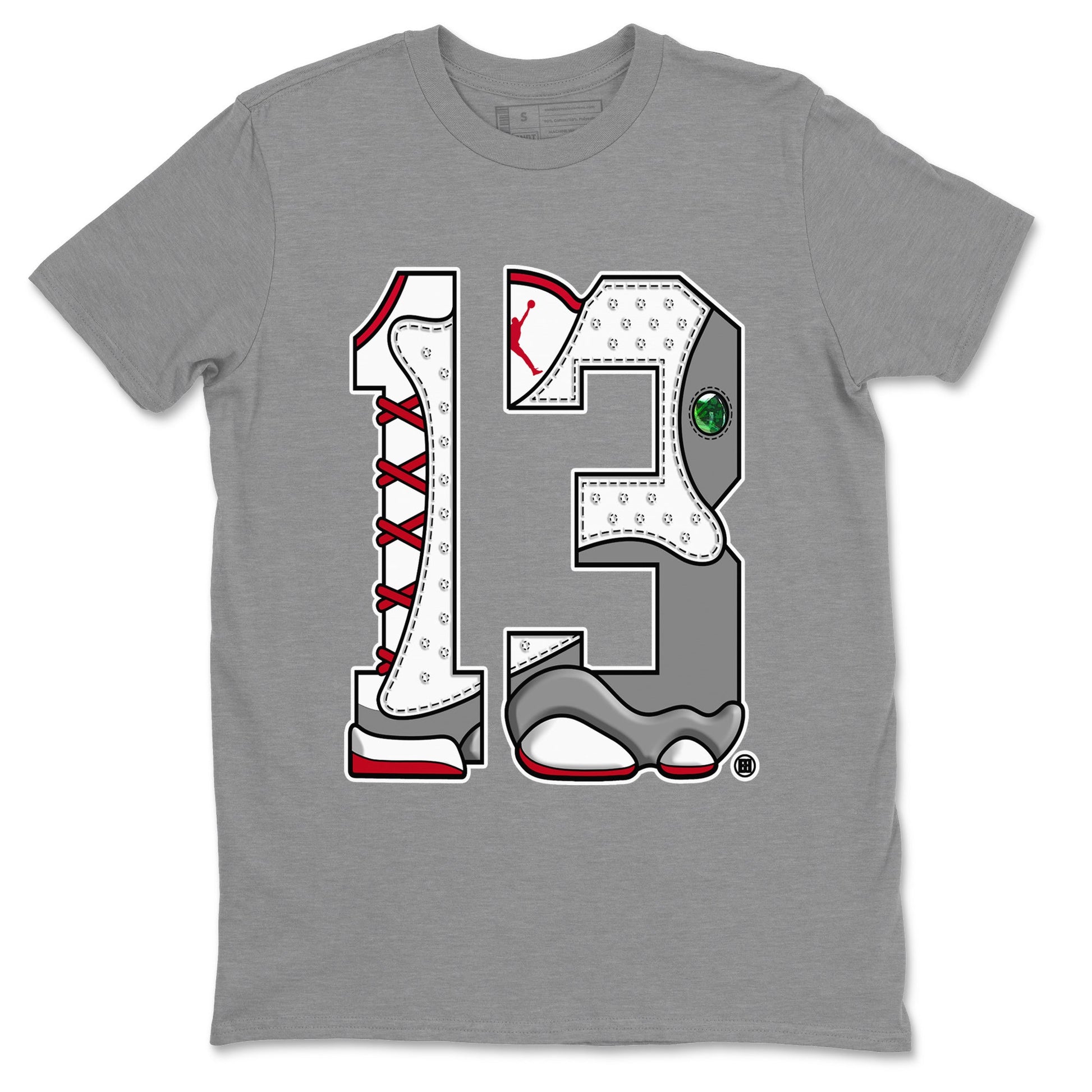 Air Jordan 13 Wolf Grey Sneaker Match Tees Number 13 Sneaker Tees Air Jordan 13 Retro Wolf Grey T-Shirt Unisex Shirts Heather Grey 2
