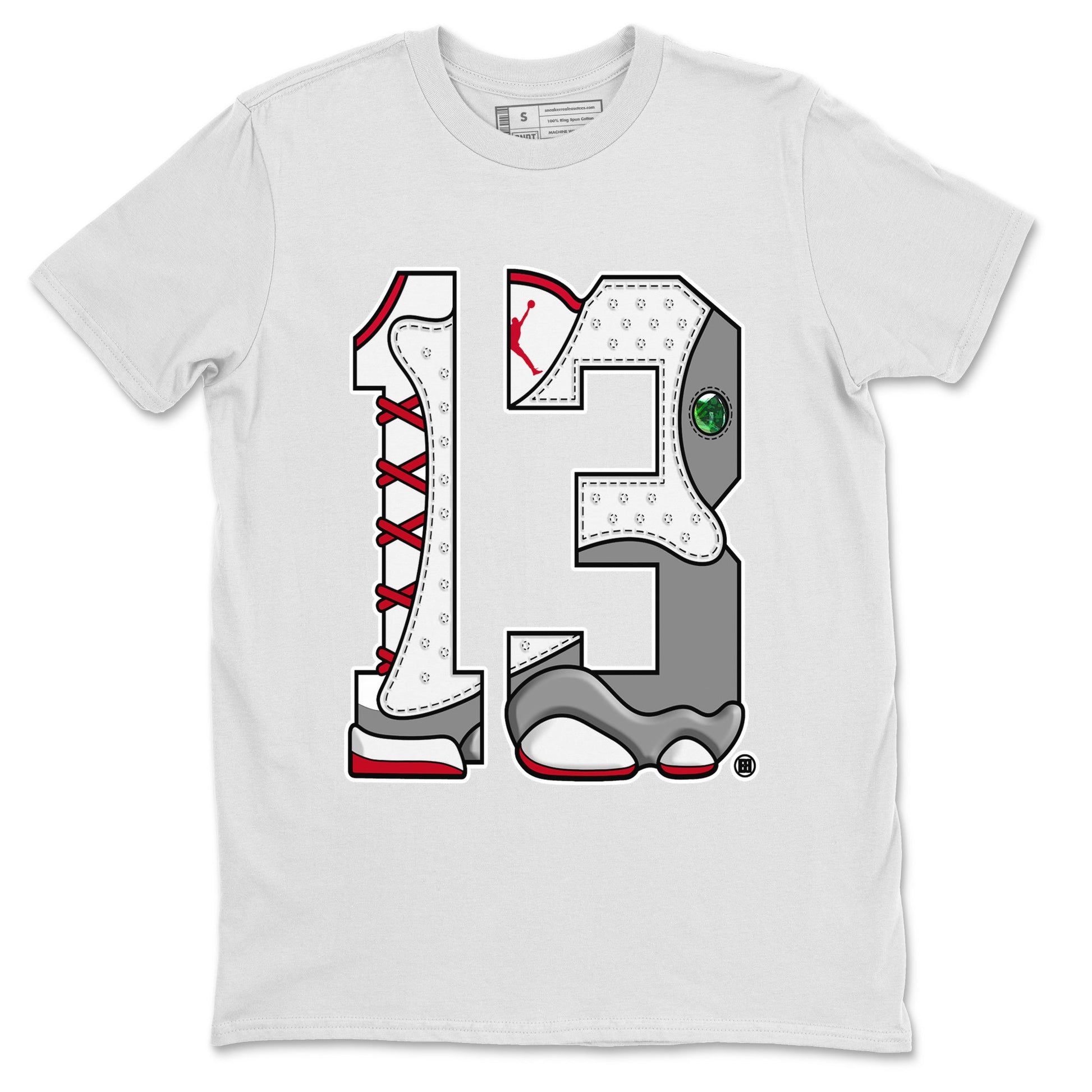 Air Jordan 13 Wolf Grey Sneaker Match Tees Number 13 Sneaker Tees Air Jordan 13 Retro Wolf Grey T-Shirt Unisex Shirts White 2