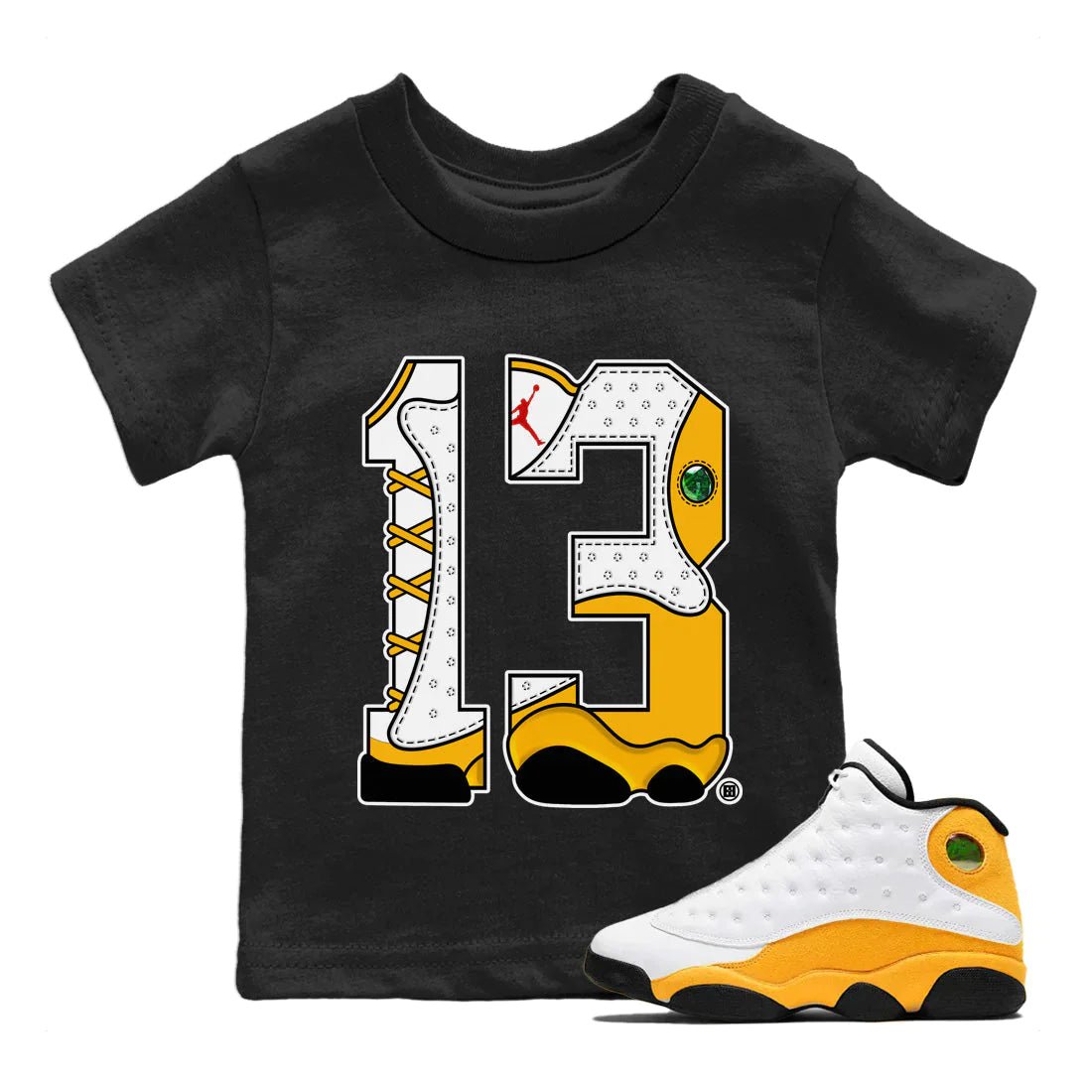 Jordan 13 Del Sol Sneaker Match Tees Number 13 Sneaker Tees Jordan 13 Del Sol Sneaker Release Tees Kids Shirts