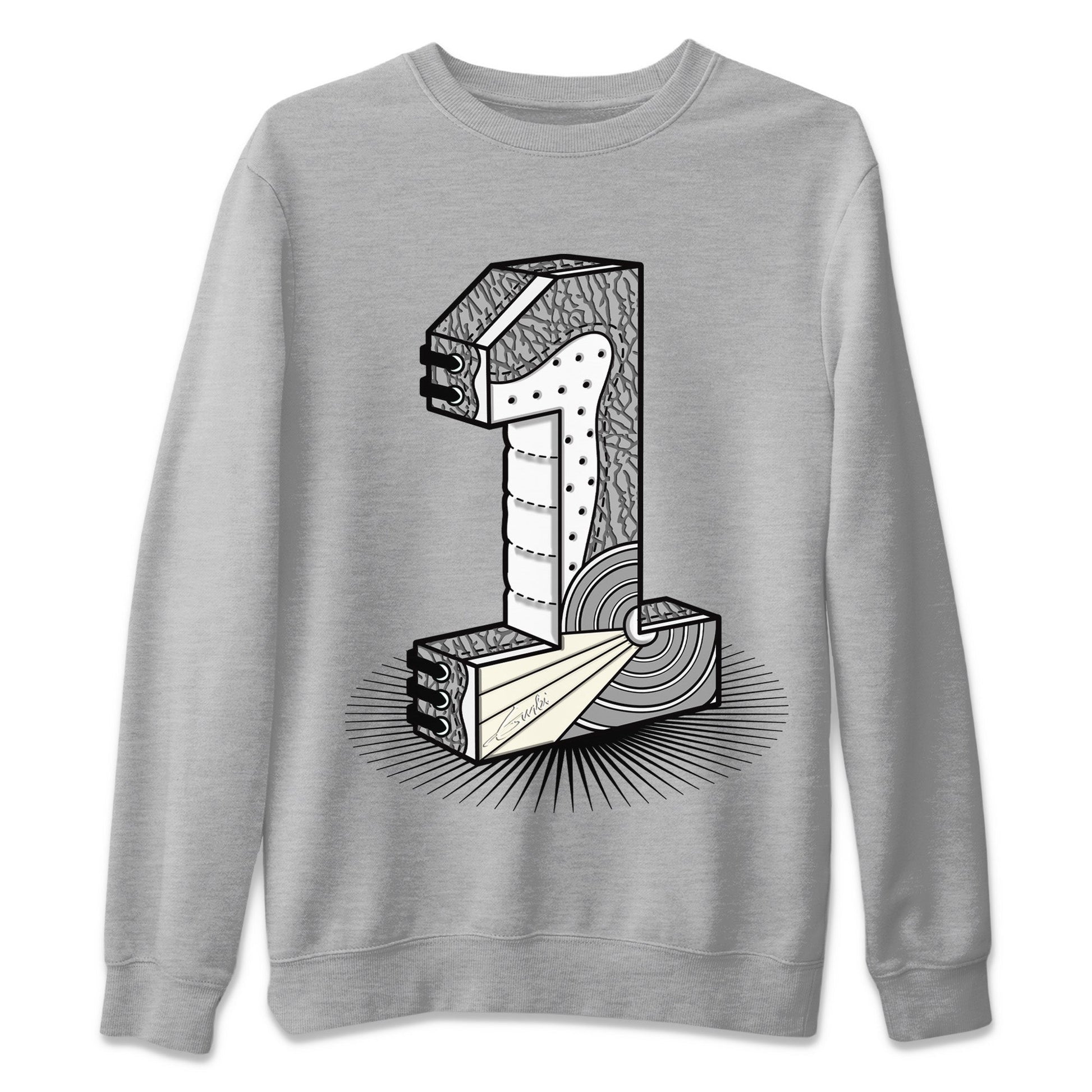 Jordan 1 White Cement Sneaker Match Tees Number Statue Sneaker Tees Jordan 1 White Cement Sneaker Release Tees Unisex Shirts