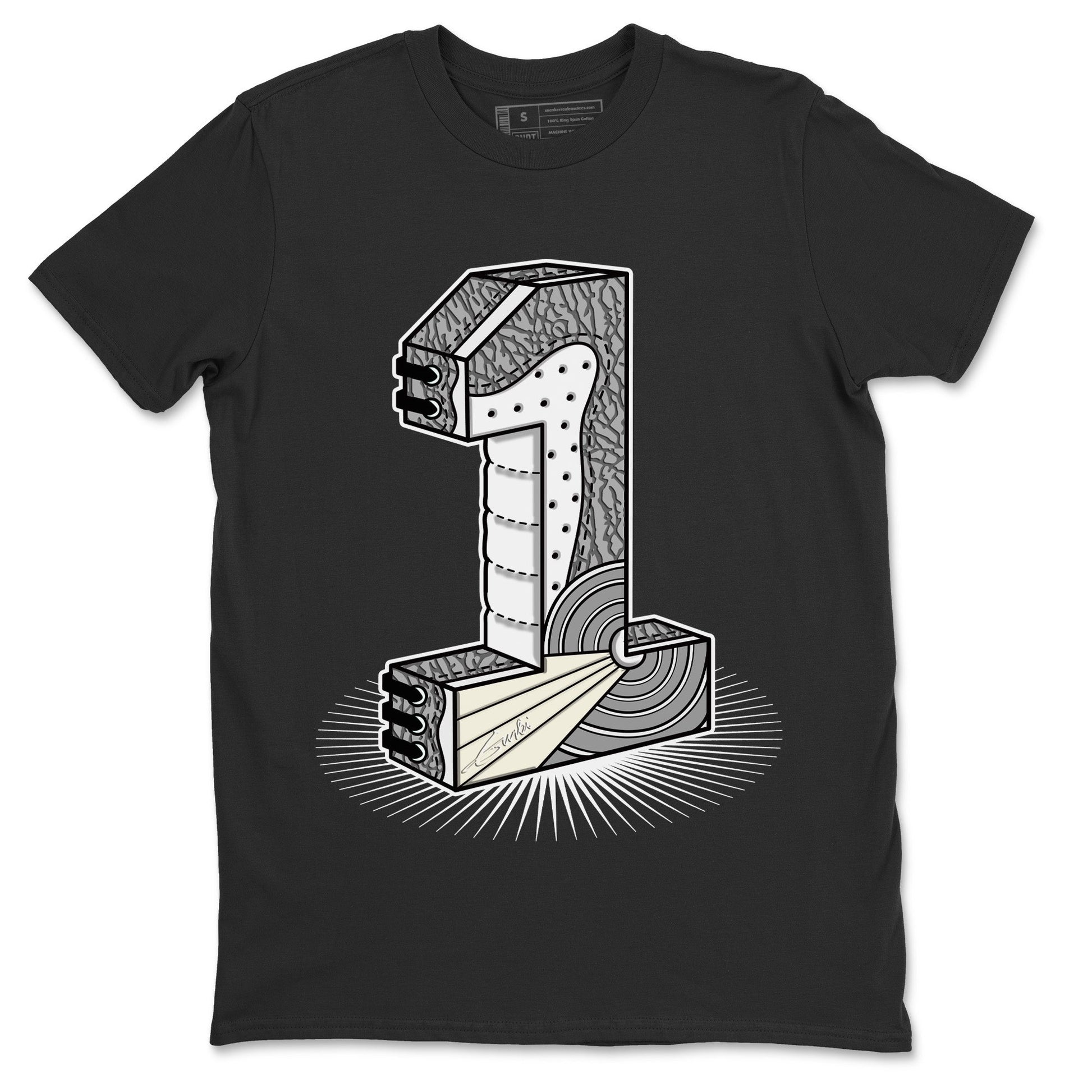 Jordan 1 White Cement Sneaker Match Tees Number Statue Sneaker Tees Jordan 1 White Cement Sneaker Release Tees Unisex Shirts
