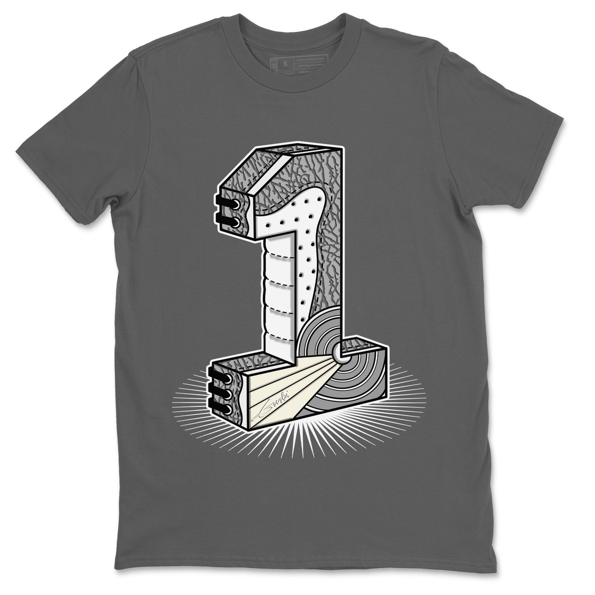 Jordan 1 White Cement Sneaker Match Tees Number Statue Sneaker Tees Jordan 1 White Cement Sneaker Release Tees Unisex Shirts