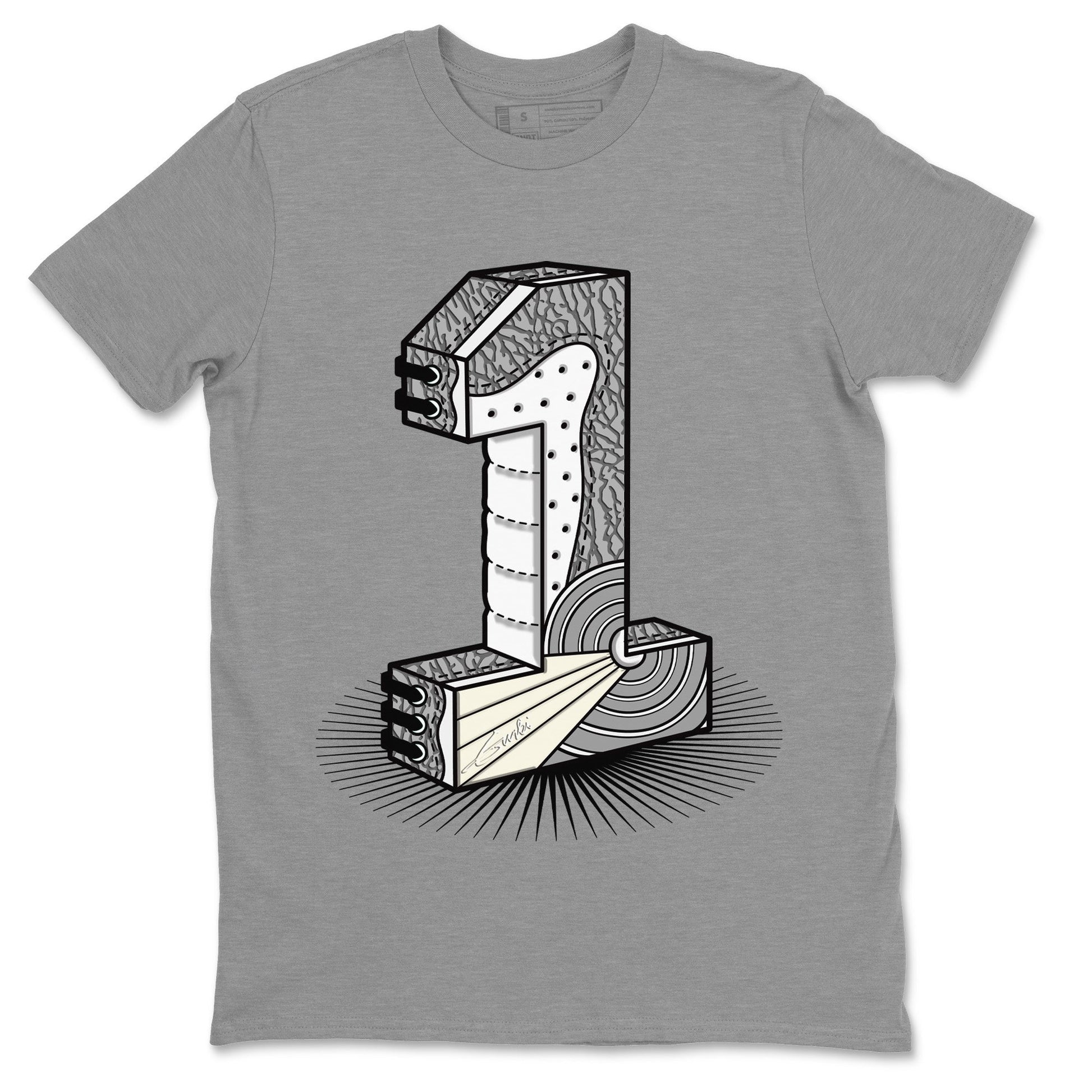 Jordan 1 White Cement Sneaker Match Tees Number Statue Sneaker Tees Jordan 1 White Cement Sneaker Release Tees Unisex Shirts