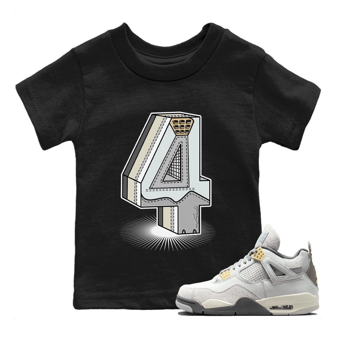 Jordan 4 Craft Sneaker Match Tees Number Statue Sneaker Tees Jordan 4 Craft Sneaker Release Tees Kids Shirts