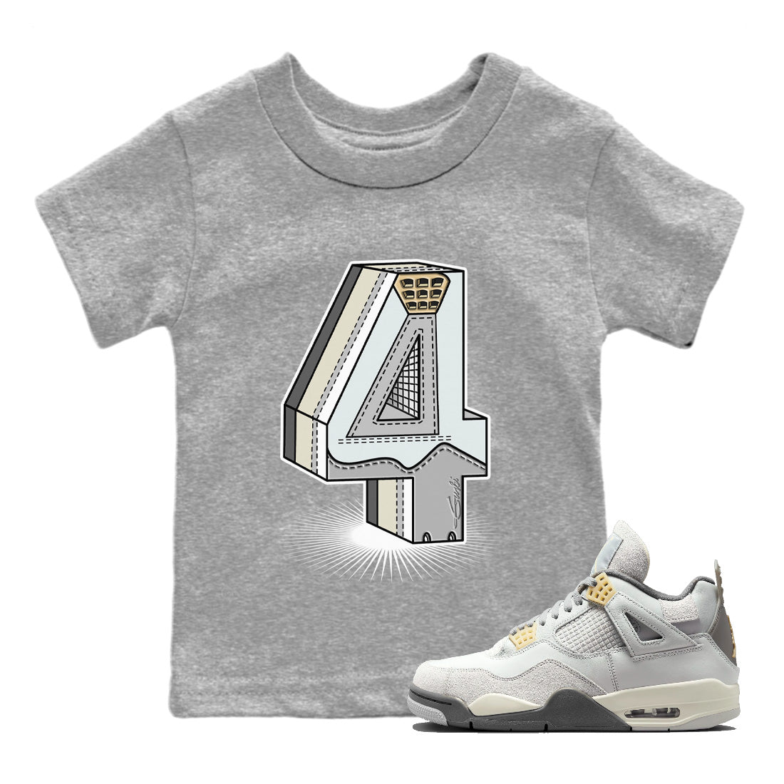 Jordan 4 Craft Sneaker Match Tees Number Statue Sneaker Tees Jordan 4 Craft Sneaker Release Tees Kids Shirts