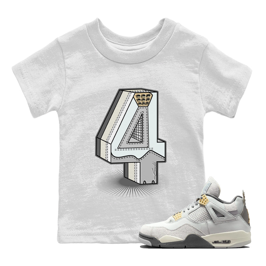 Jordan 4 Craft Sneaker Match Tees Number Statue Sneaker Tees Jordan 4 Craft Sneaker Release Tees Kids Shirts