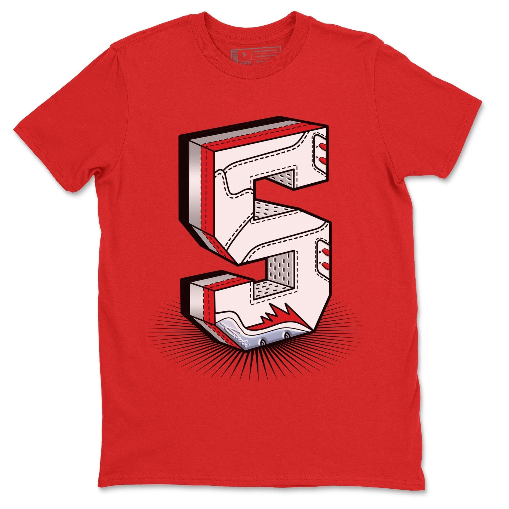 Jordan 5 Fire Red Sneaker Match Tees Number Statue Sneaker Tees Jordan 5 Fire Red Sneaker Release Tees Unisex Shirts