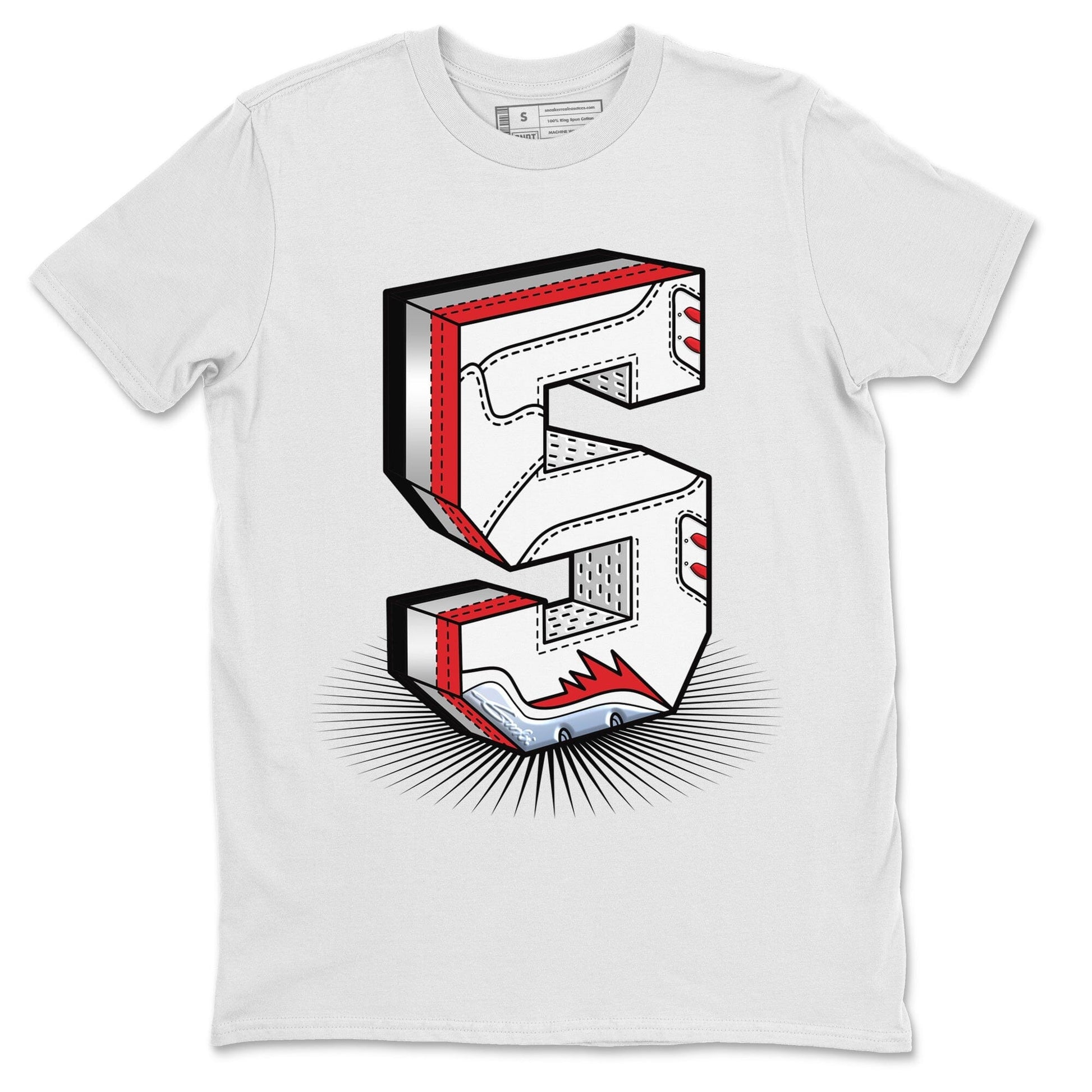 Jordan 5 Fire Red Sneaker Match Tees Number Statue Sneaker Tees Jordan 5 Fire Red Sneaker Release Tees Unisex Shirts