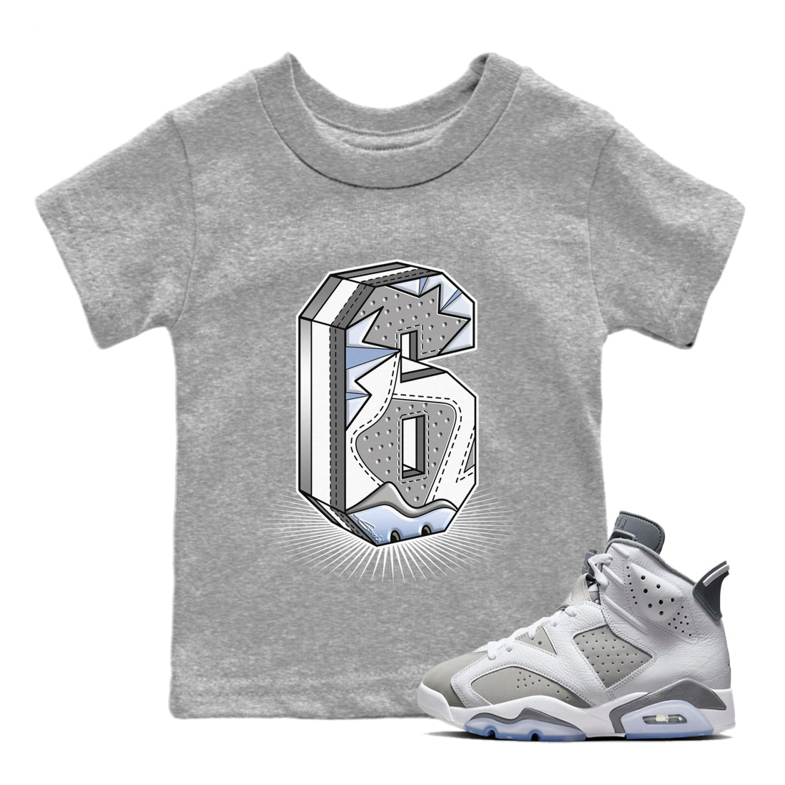 Jordan 6 Cool Grey Sneaker Match Tees Number Statue Sneaker Tees Jordan 6 Cool Grey Sneaker Release Tees Kids Shirts