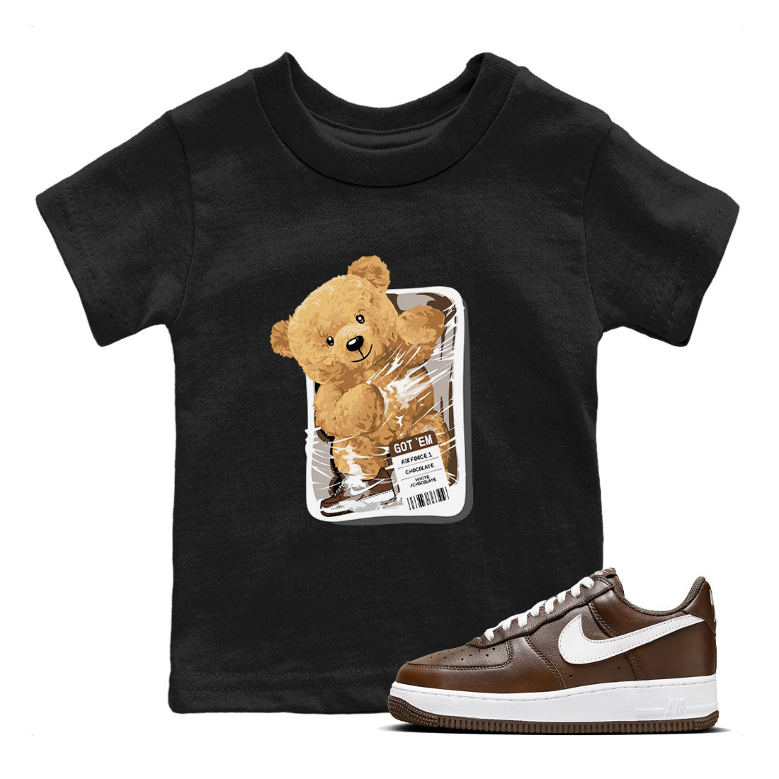 AF1 Chocolate shirt to match jordans Package Bear sneaker tees Air Force 1 Chocolate SNRT Sneaker Tees Youth Kid's Baby Shirt Black 1 T-Shirt
