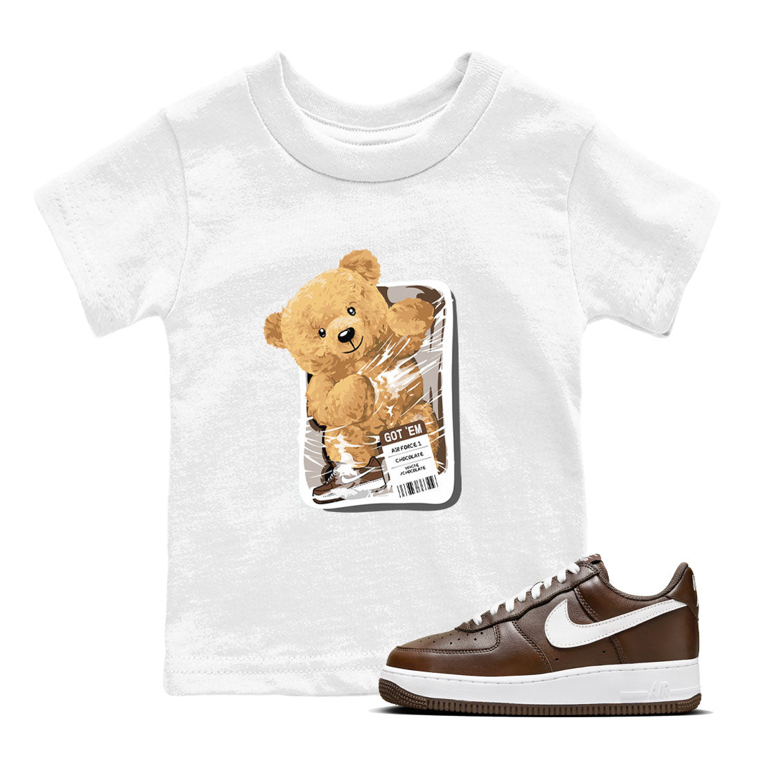 AF1 Chocolate shirt to match jordans Package Bear sneaker tees Air Force 1 Chocolate SNRT Sneaker Tees Youth Kid's Baby Shirt White 1 T-Shirt