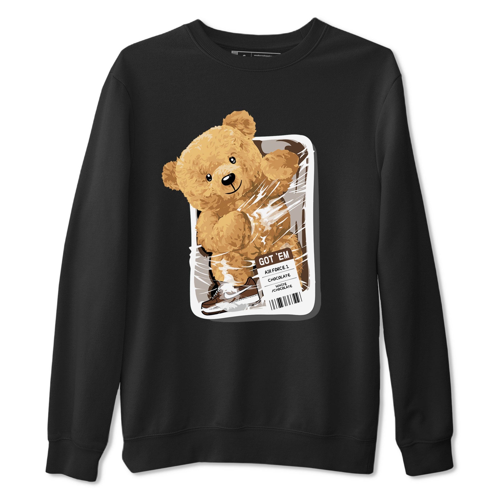 AF1 Chocolate shirt to match jordans Package Bear sneaker tees Air Force 1 Chocolate SNRT Sneaker Release Tees Cotton Sneaker Tee Black 2 T-Shirt