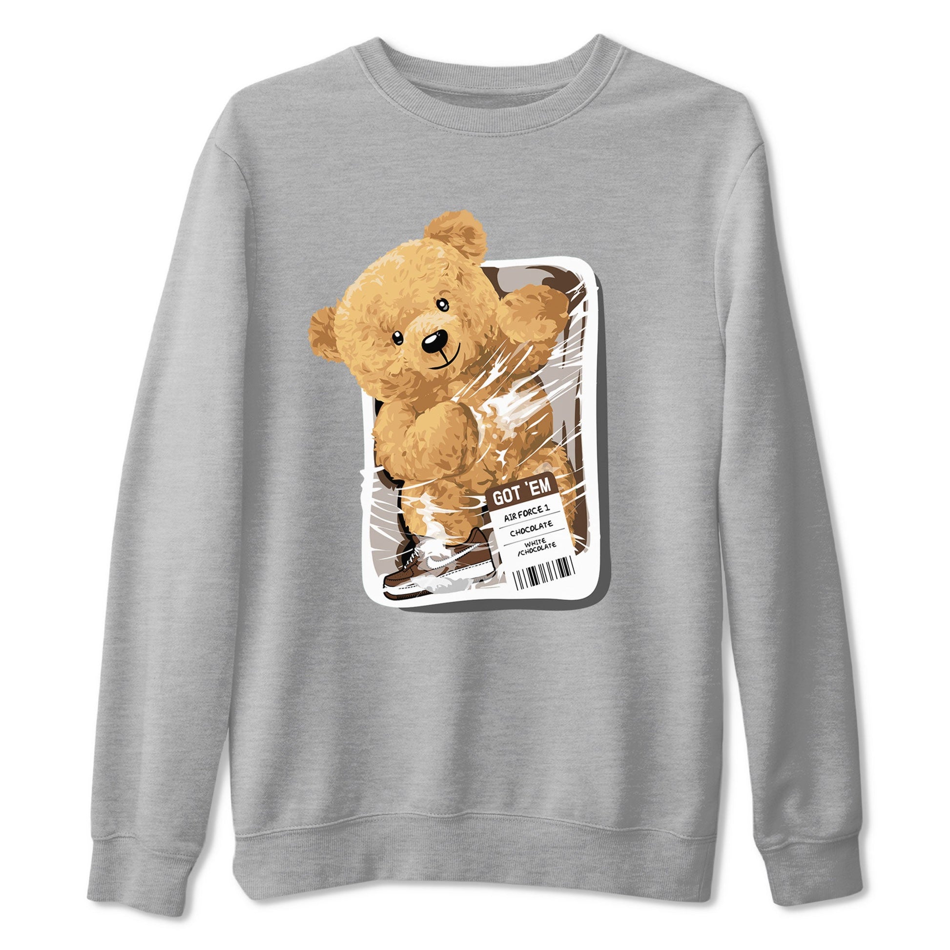 AF1 Chocolate shirt to match jordans Package Bear sneaker tees Air Force 1 Chocolate SNRT Sneaker Release Tees Cotton Sneaker Tee Heather Grey 2 T-Shirt