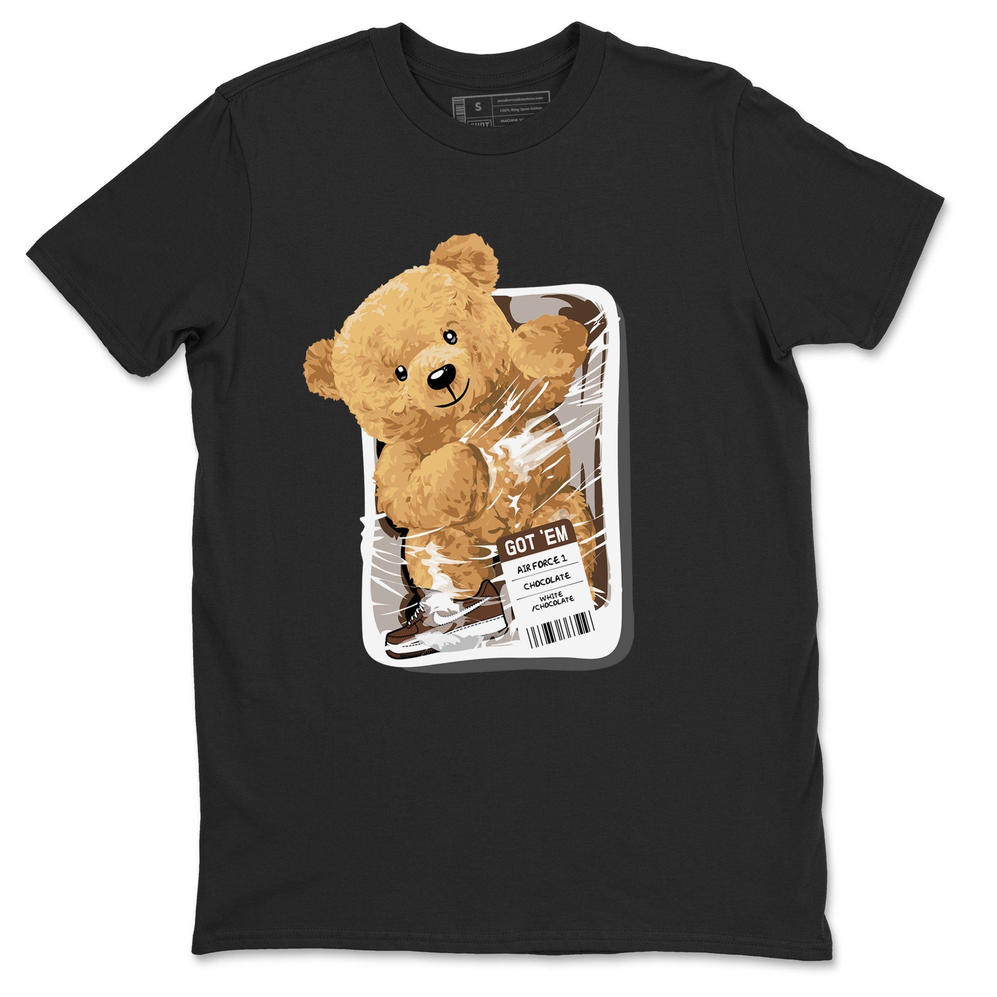 AF1 Chocolate shirt to match jordans Package Bear sneaker tees Air Force 1 Chocolate SNRT Sneaker Release Tees Cotton Sneaker Tee Black 2 T-Shirt