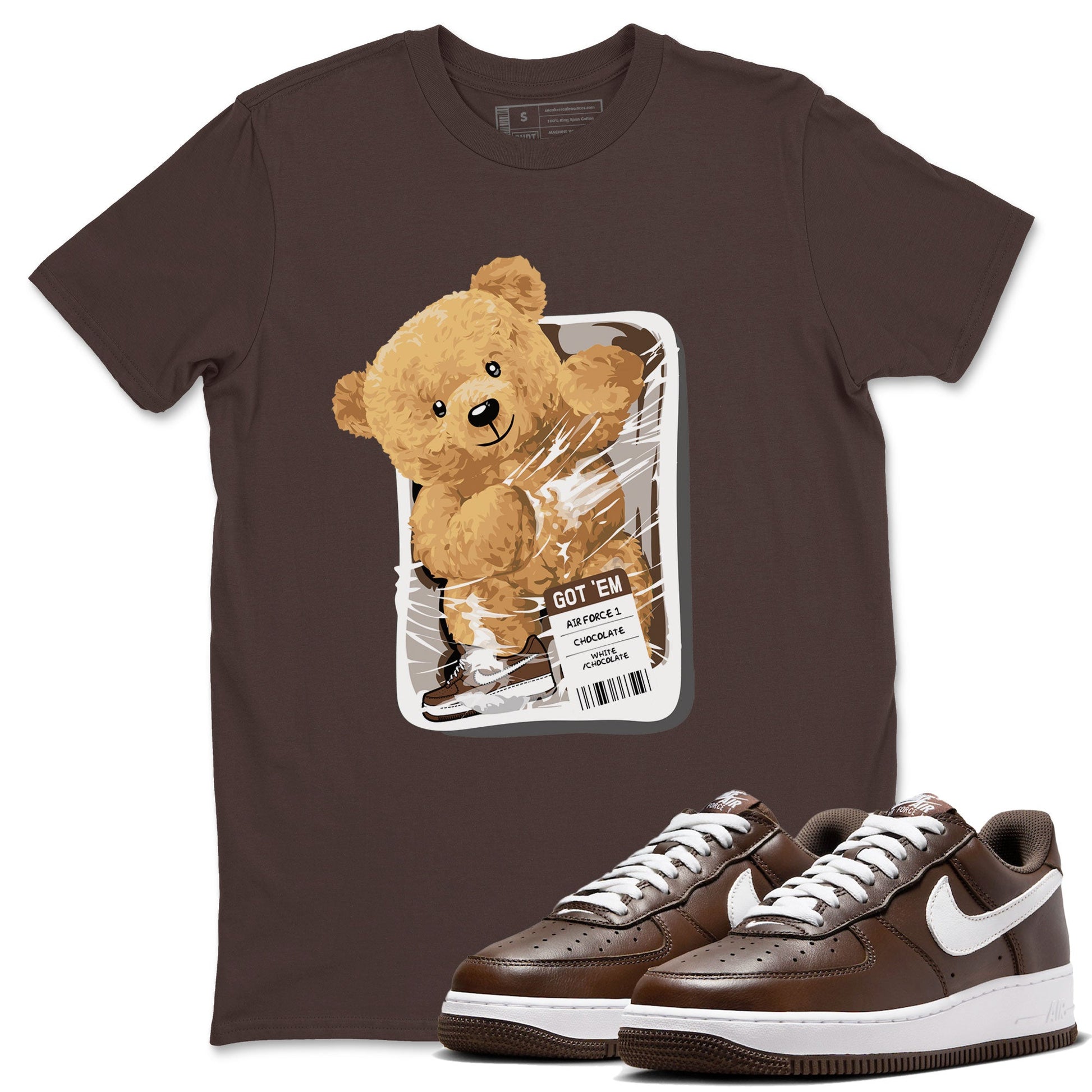 AF1 Chocolate shirt to match jordans Package Bear sneaker tees Air Force 1 Chocolate SNRT Sneaker Release Tees Cotton Sneaker Tee Dark Chocolate 1 T-Shirt