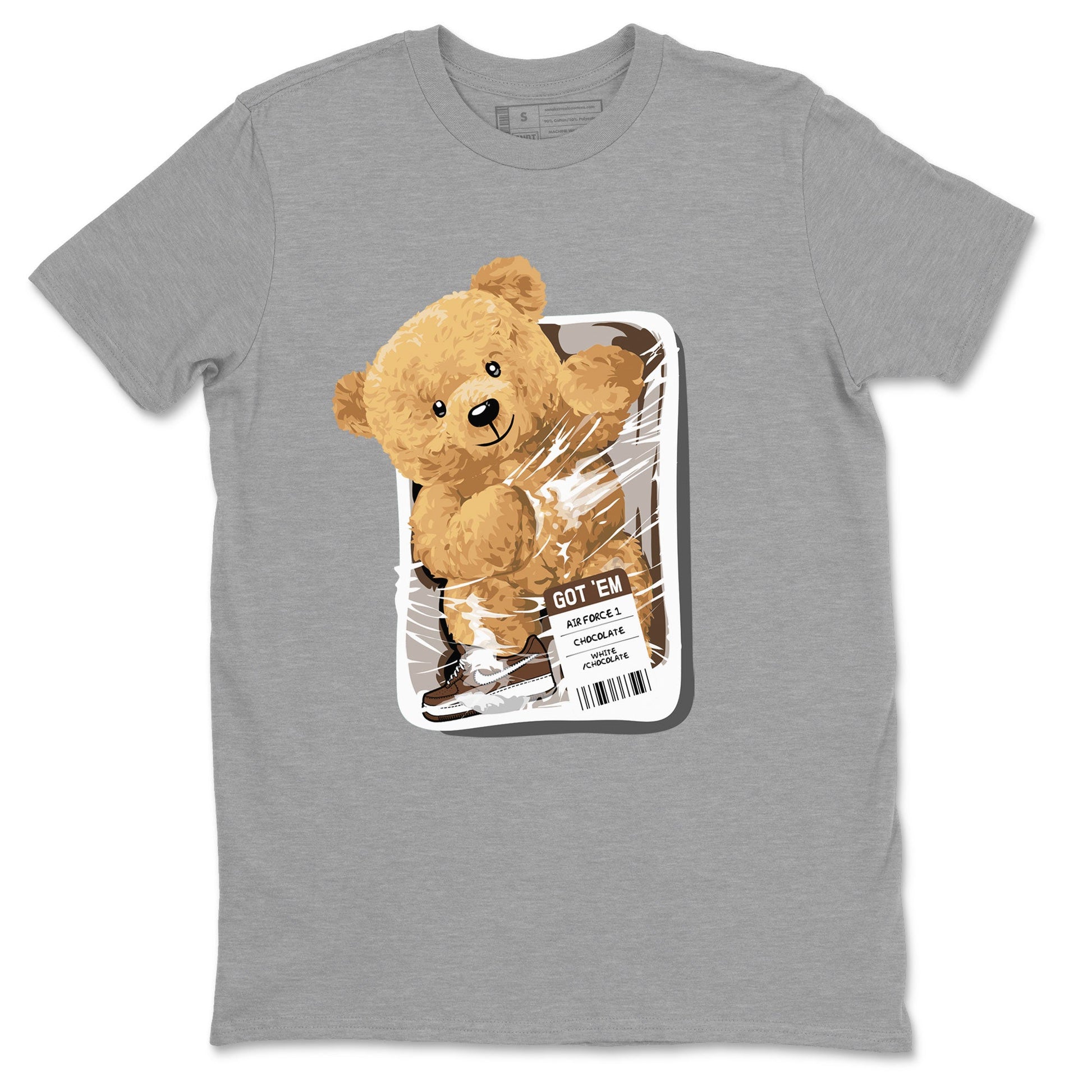 AF1 Chocolate shirt to match jordans Package Bear sneaker tees Air Force 1 Chocolate SNRT Sneaker Release Tees Cotton Sneaker Tee Heather Grey 2 T-Shirt