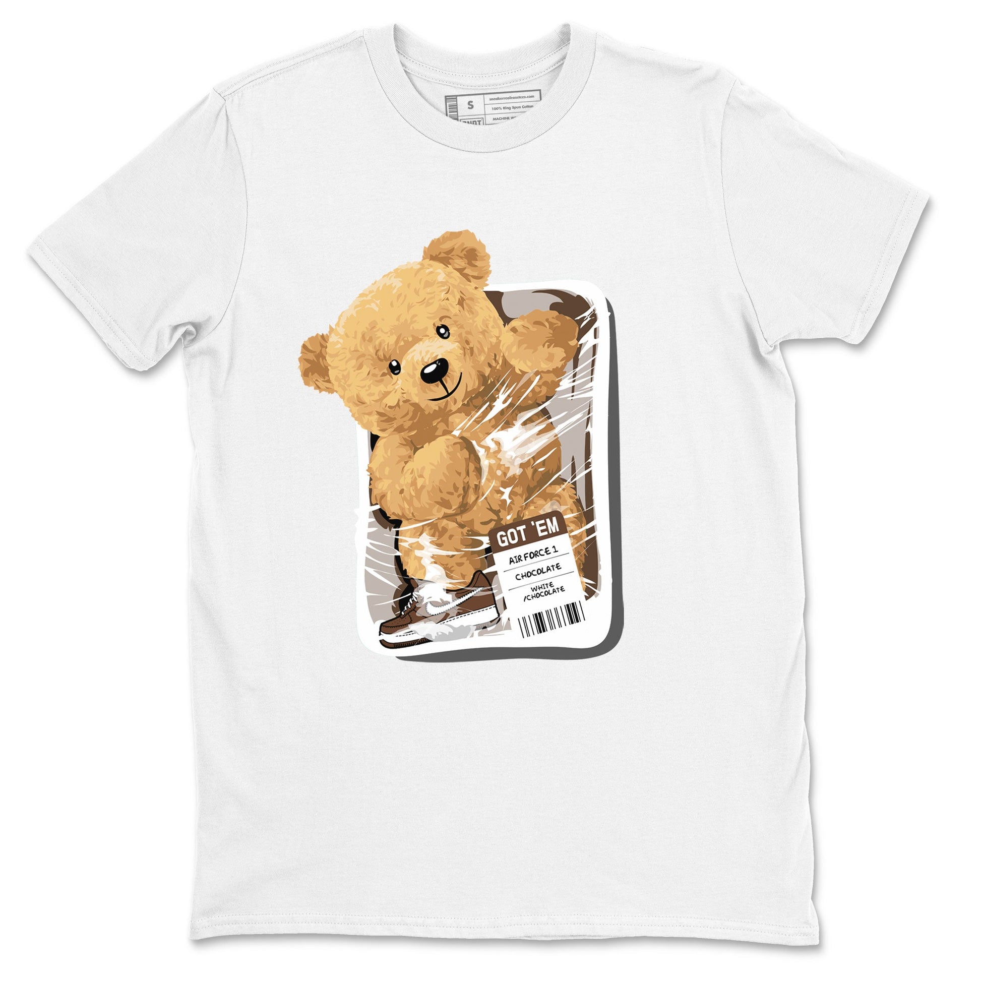 AF1 Chocolate shirt to match jordans Package Bear sneaker tees Air Force 1 Chocolate SNRT Sneaker Release Tees Cotton Sneaker Tee White 2 T-Shirt