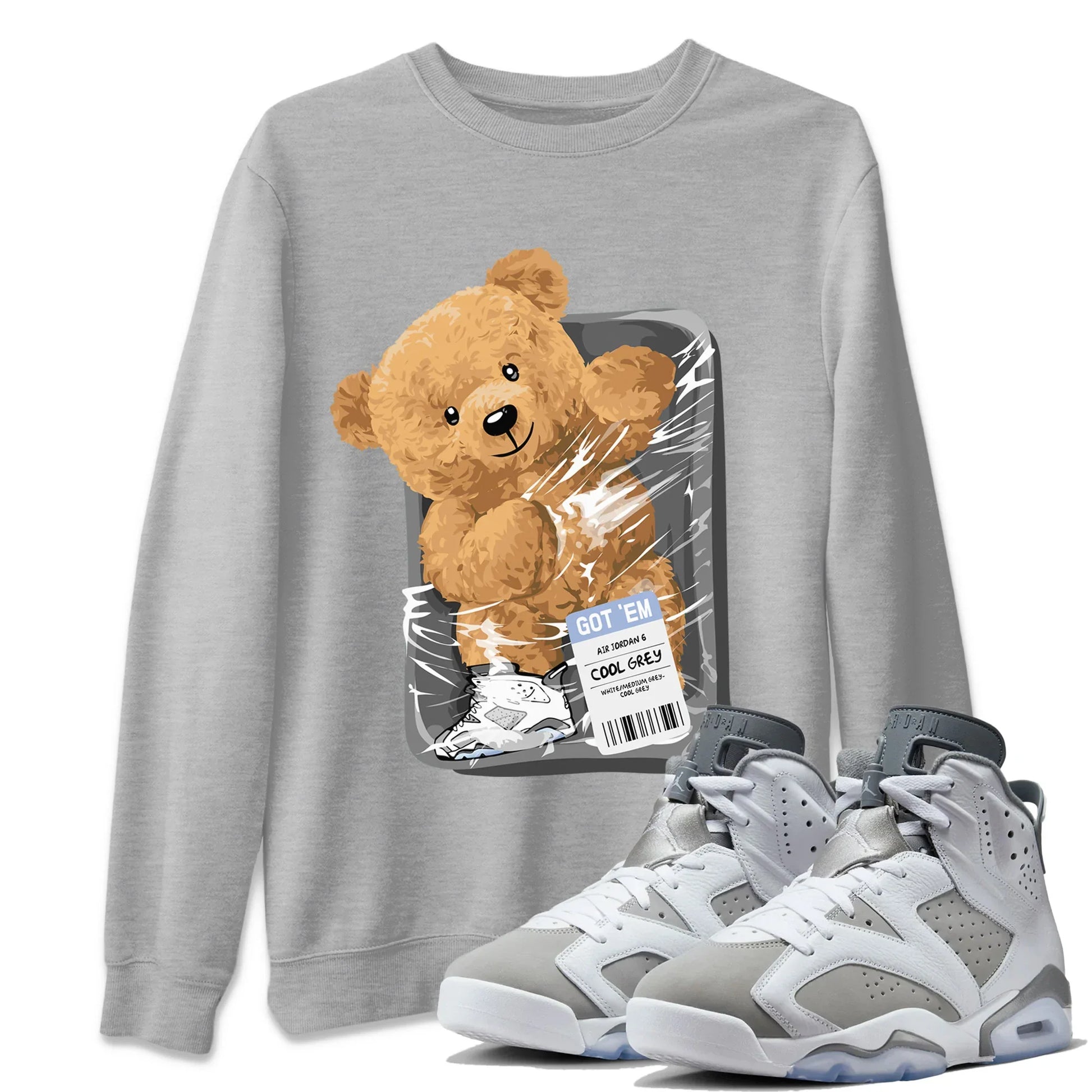 Jordan 6 Cool Grey Sneaker Match Tees Packaged Bear Sneaker Tees Jordan 6 Cool Grey Sneaker Release Tees Unisex Shirts
