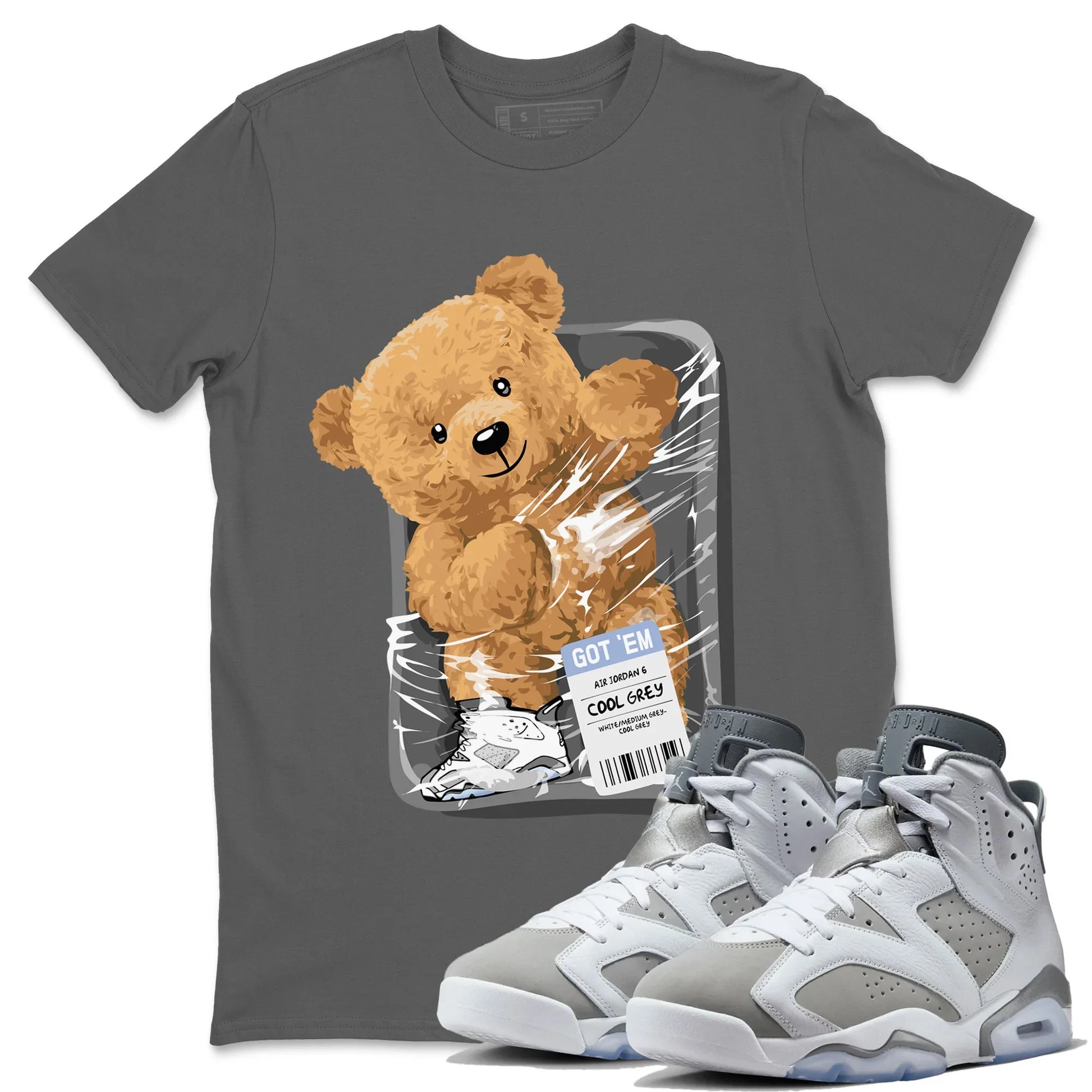 Jordan 6 Cool Grey Sneaker Match Tees Packaged Bear Sneaker Tees Jordan 6 Cool Grey Sneaker Release Tees Unisex Shirts