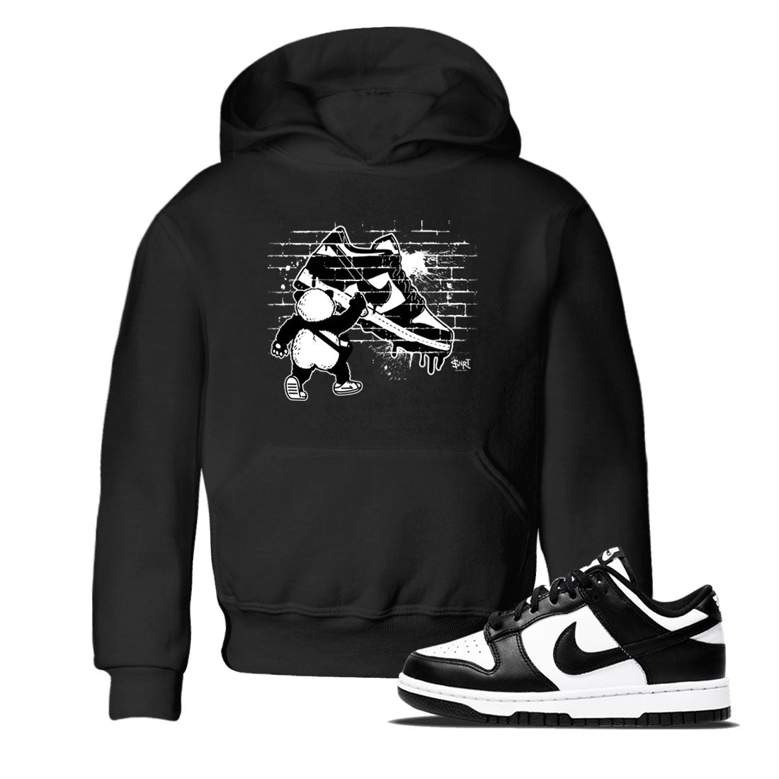 Dunk Panda shirt to match jordans Panda Artist sneaker tees Dunk Low Panda Black White SNRT Sneaker Release tees baby toddler Black 1 cotton Shirt