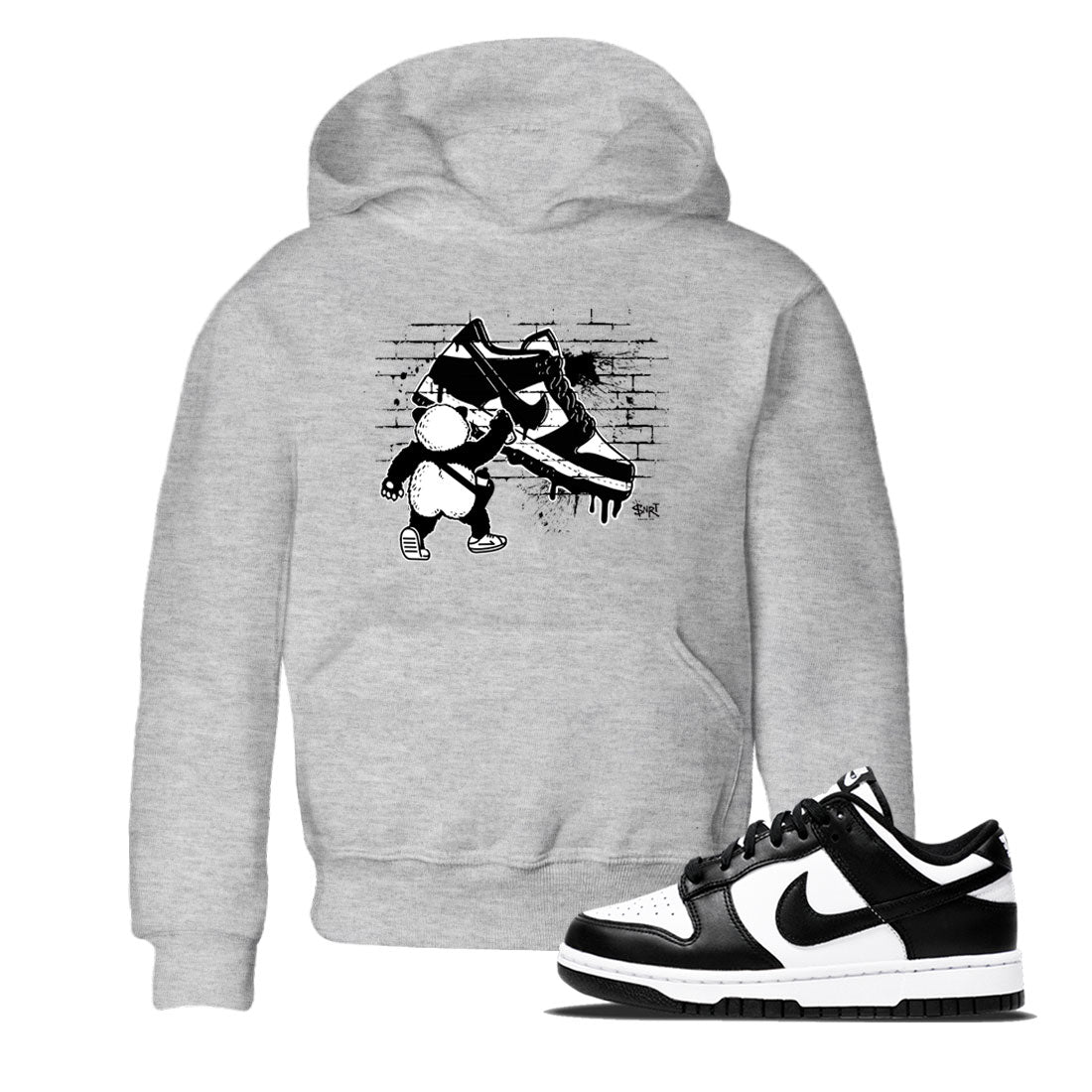 Dunk Panda shirt to match jordans Panda Artist sneaker tees Dunk Low Panda Black White SNRT Sneaker Release tees baby toddler Heather Grey 1 cotton Shirt