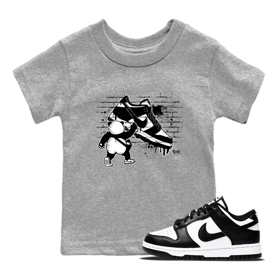 Dunk Panda shirt to match jordans Panda Artist sneaker tees Dunk Low Panda Black White SNRT Sneaker Release tees baby toddler Heather Grey 1 cotton Shirt