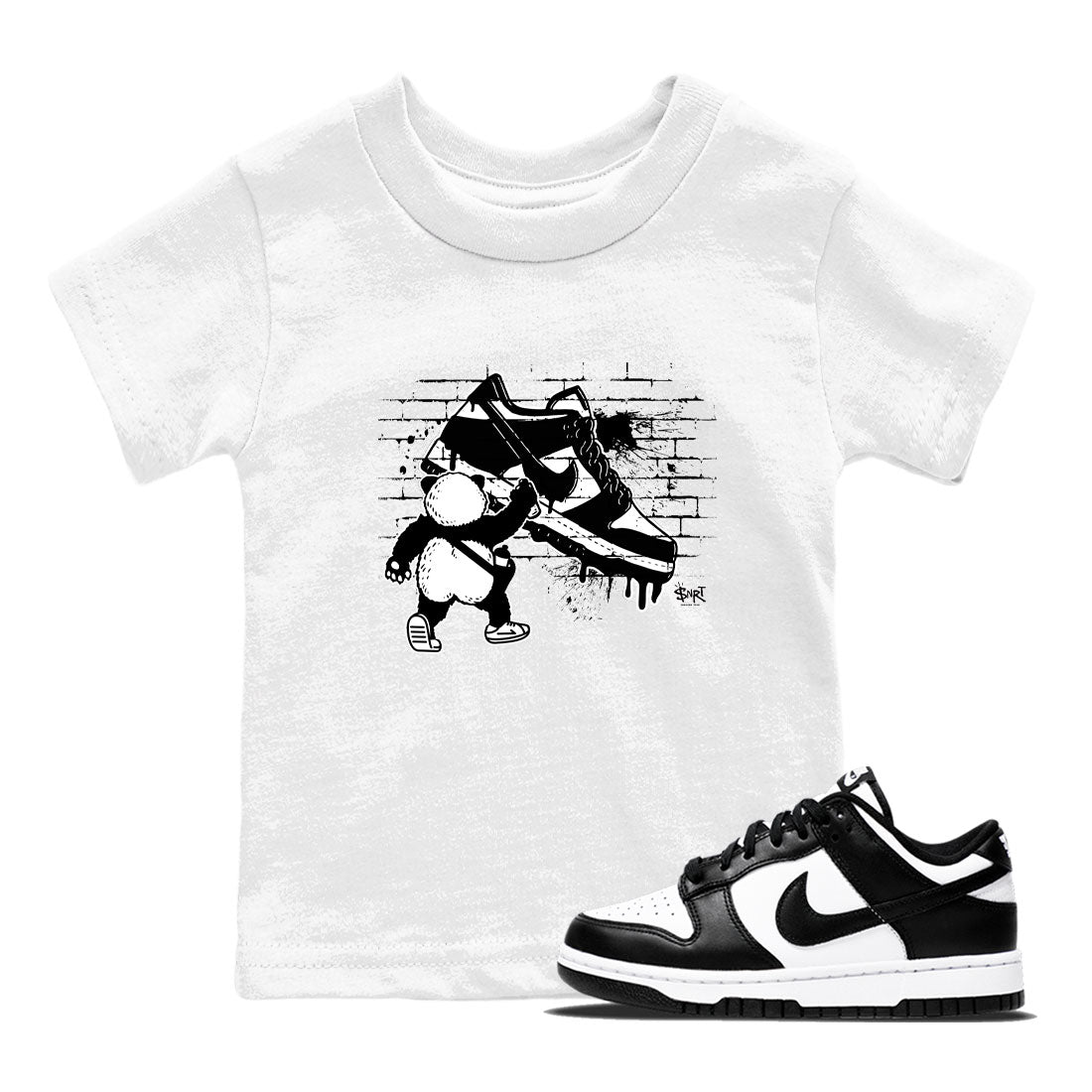 Dunk Panda shirt to match jordans Panda Artist sneaker tees Dunk Low Panda Black White SNRT Sneaker Release tees baby toddler White 1 cotton Shirt