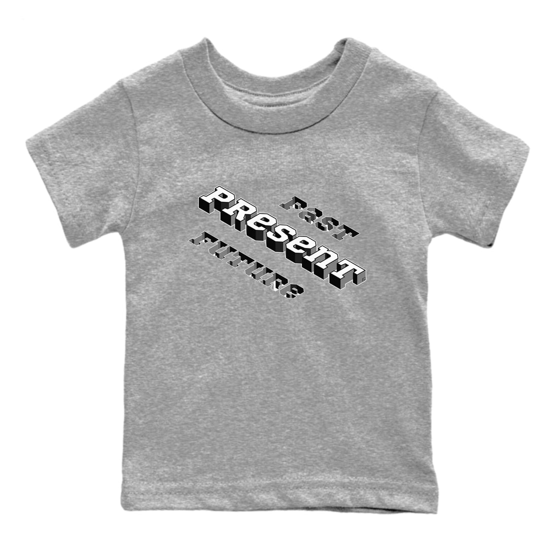 1s Black White shirt to match jordans Past Present Future sneaker tees Air Jordan 1 Black White SNRT sneaker release tees baby toddler Heather Grey 2 cotton Shirt