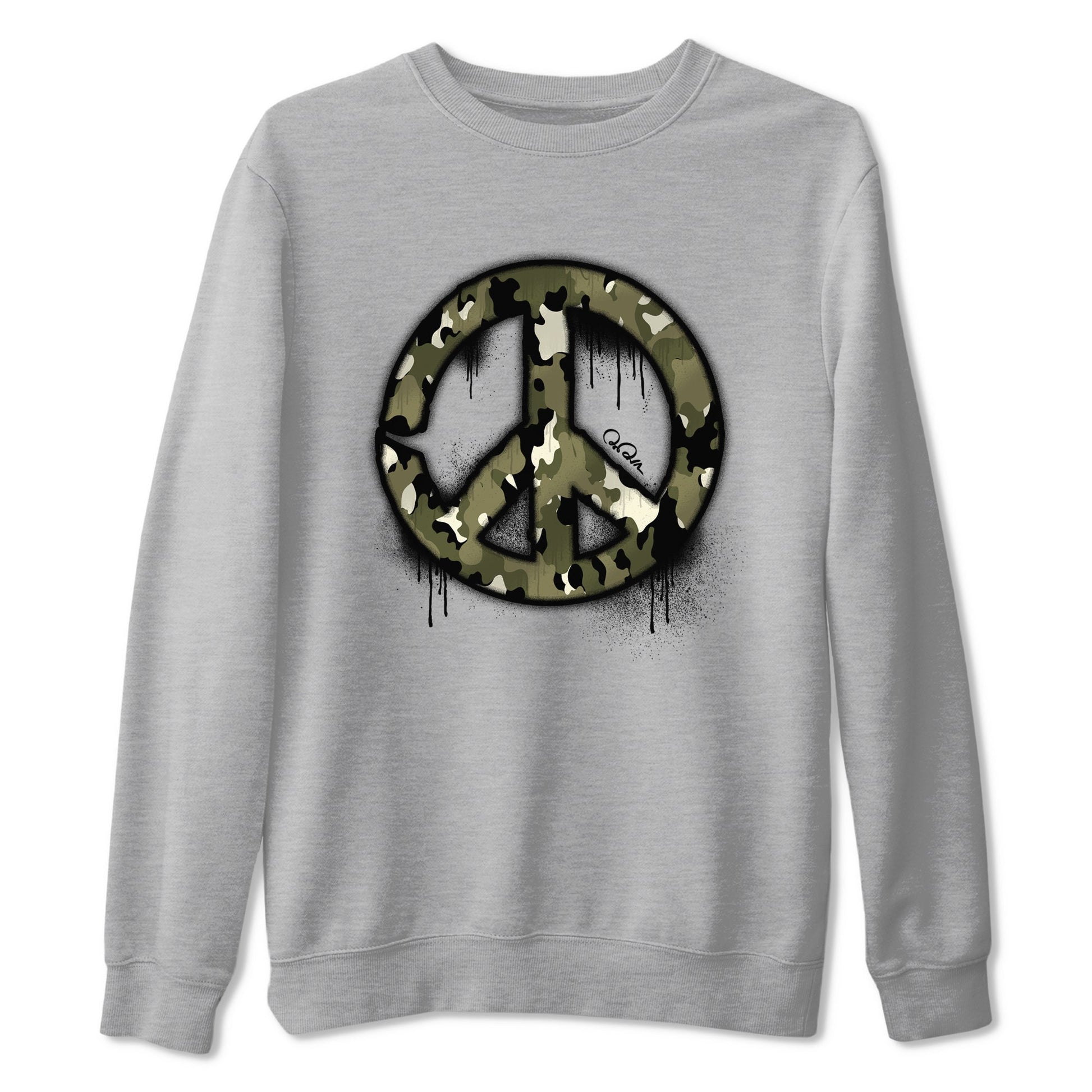 Air Jordan 4 Medium Olive shirt to match jordans Peace Sign sneaker tees AJ4 Medium Olive SNRT Sneaker Release Tees Unisex Heather Grey 2 T-Shirt