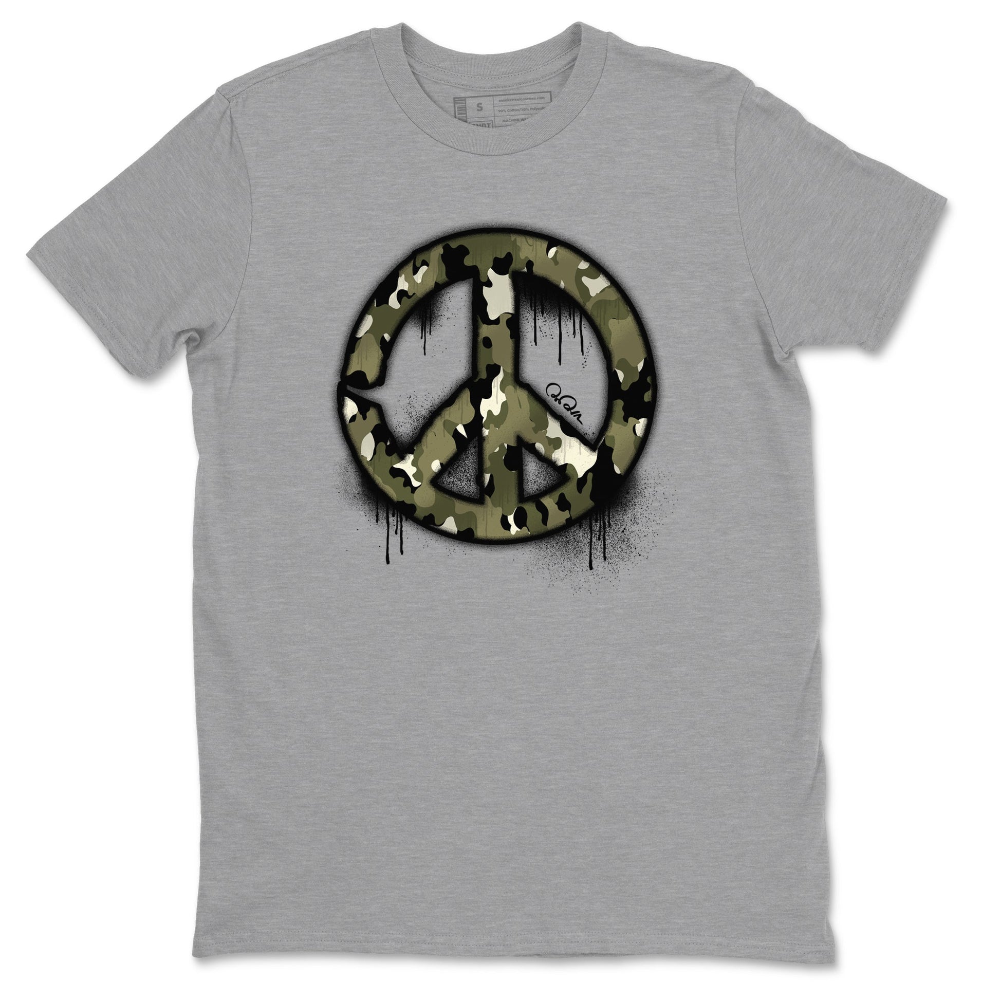 Air Jordan 4 Medium Olive shirt to match jordans Peace Sign sneaker tees AJ4 Medium Olive SNRT Sneaker Release Tees Unisex Heather Grey 2 T-Shirt