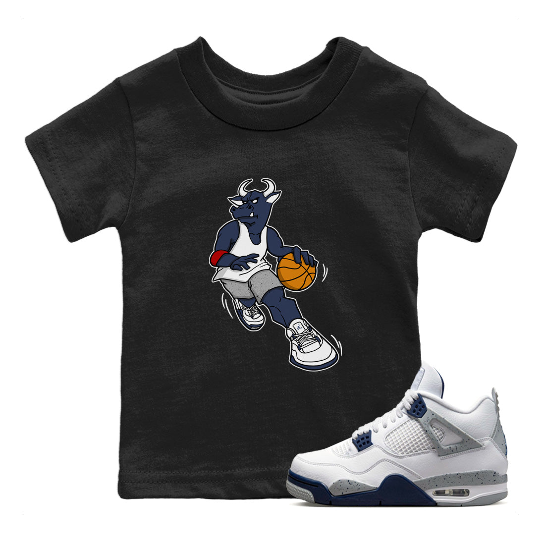 Jordan 4 Midnight Navy Sneaker Match Tees Player Bull Sneaker Tees Jordan 4 Midnight Navy Sneaker Release Tees Kids Shirts