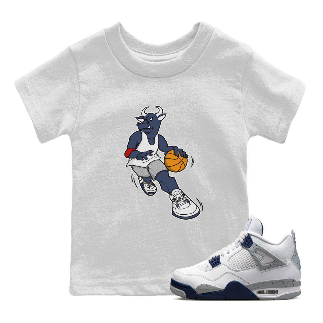 Jordan 4 Midnight Navy Sneaker Match Tees Player Bull Sneaker Tees Jordan 4 Midnight Navy Sneaker Release Tees Kids Shirts