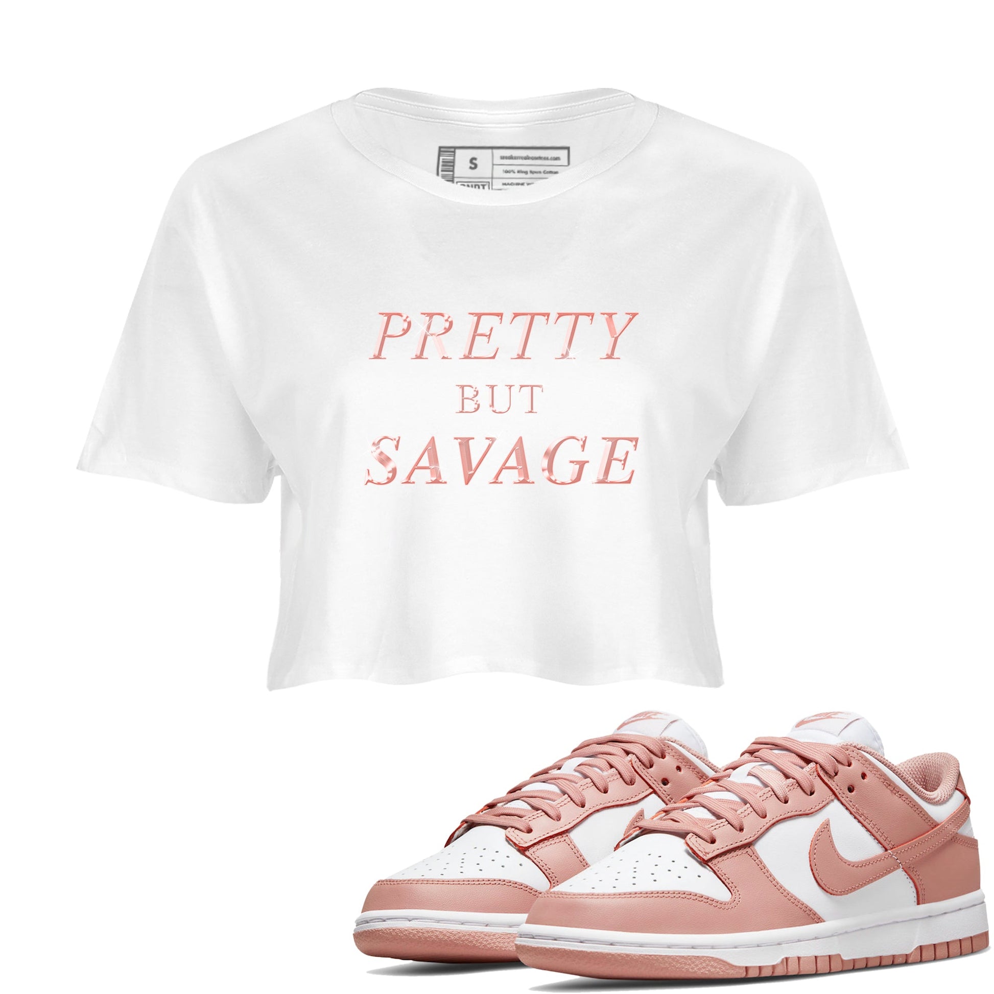 Dunk Rose Whisper shirt to match jordans Pretty But Savage sneaker tees Nike Dunk LowRose Whisper SNRT Sneaker Release Tees White 1 Crop T-Shirt