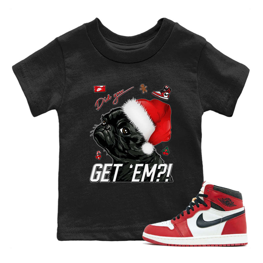 Jordan 1 lost & found Sneaker Match Tees Pug Get Em Sneaker Tees Jordan 1 lost & found Sneaker Release Tees Kids Shirts