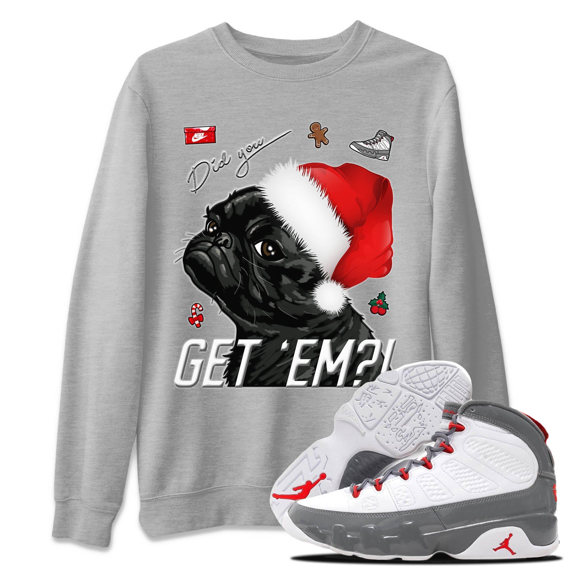 Jordan 9 Fire Red Sneaker Match Tees Pug Get Em Sneaker Tees Jordan 9 Fire Red Sneaker Release Tees Unisex Shirts