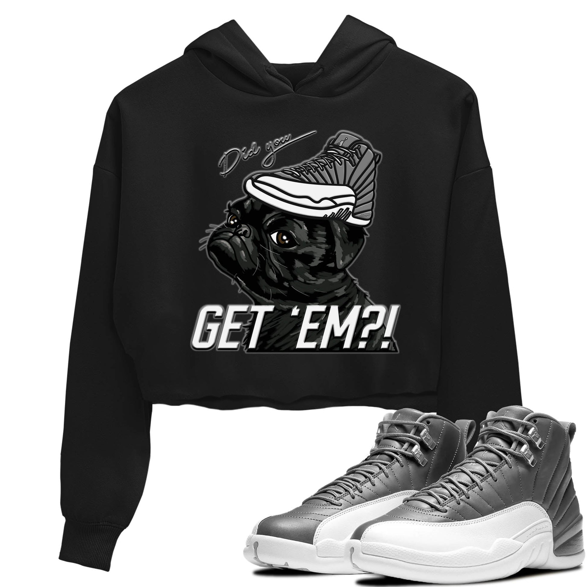 Jordan 12 Stealth Sneaker Match Tees Pug Get Em Sneaker Tees Jordan 12 Stealth Sneaker Release Tees Women's Shirts