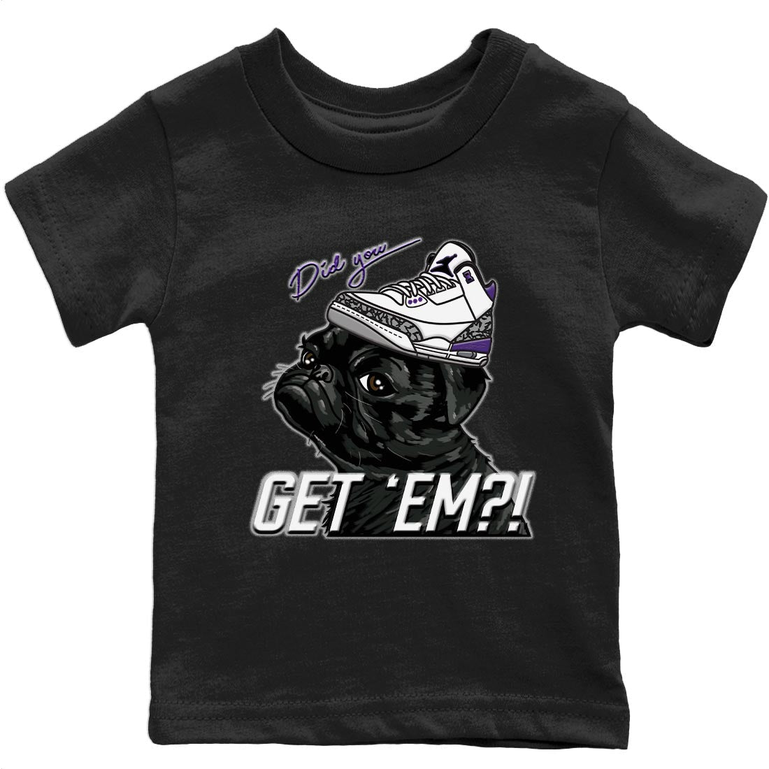 Jordan 3 Dark Iris Sneaker Match Tees Pug Get Em Sneaker Tees Jordan 3 Dark Iris Sneaker Release Tees Kids Shirts