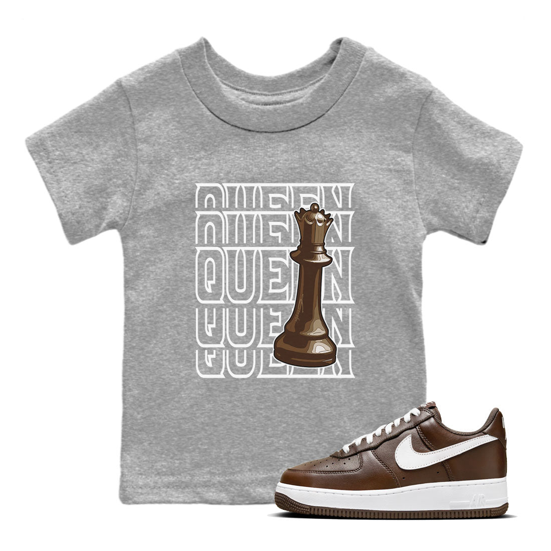 AF1 Chocolate shirt to match jordans Queen sneaker tees Air Force 1 Chocolate SNRT Sneaker Tees Youth Kid's Baby Shirt Heather Grey 1 T-Shirt