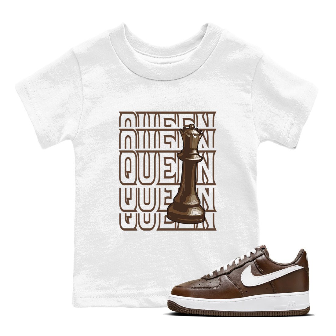 AF1 Chocolate shirt to match jordans Queen sneaker tees Air Force 1 Chocolate SNRT Sneaker Tees Youth Kid's Baby Shirt White 1 T-Shirt
